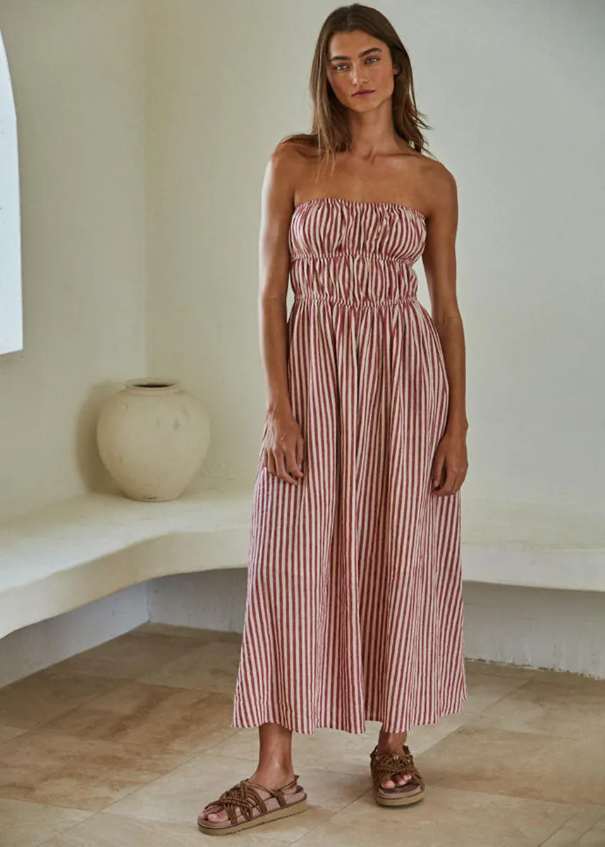 Myley Tube Midi Dress - Red