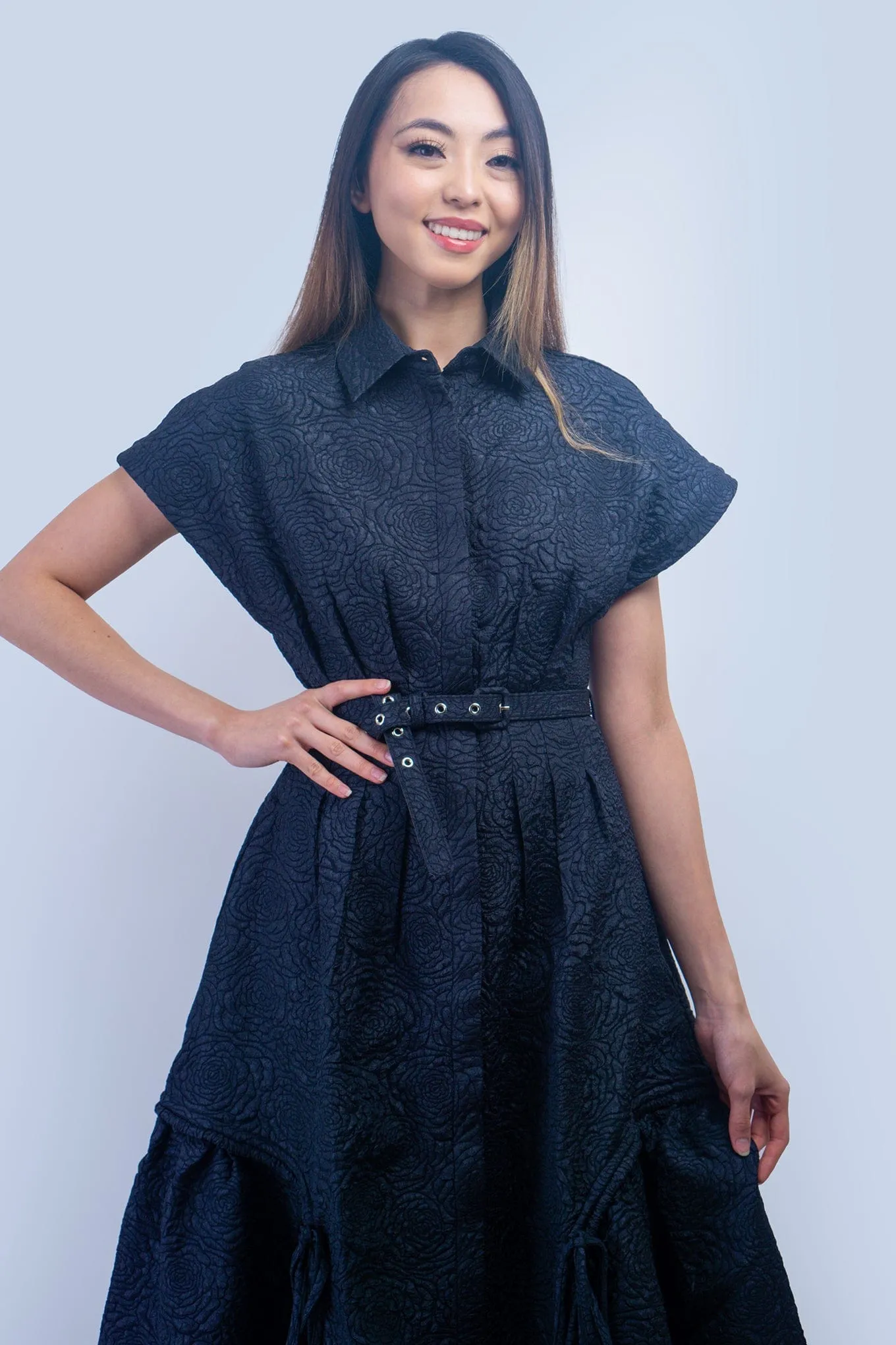 Navy Crinkle Cool Lux Dress