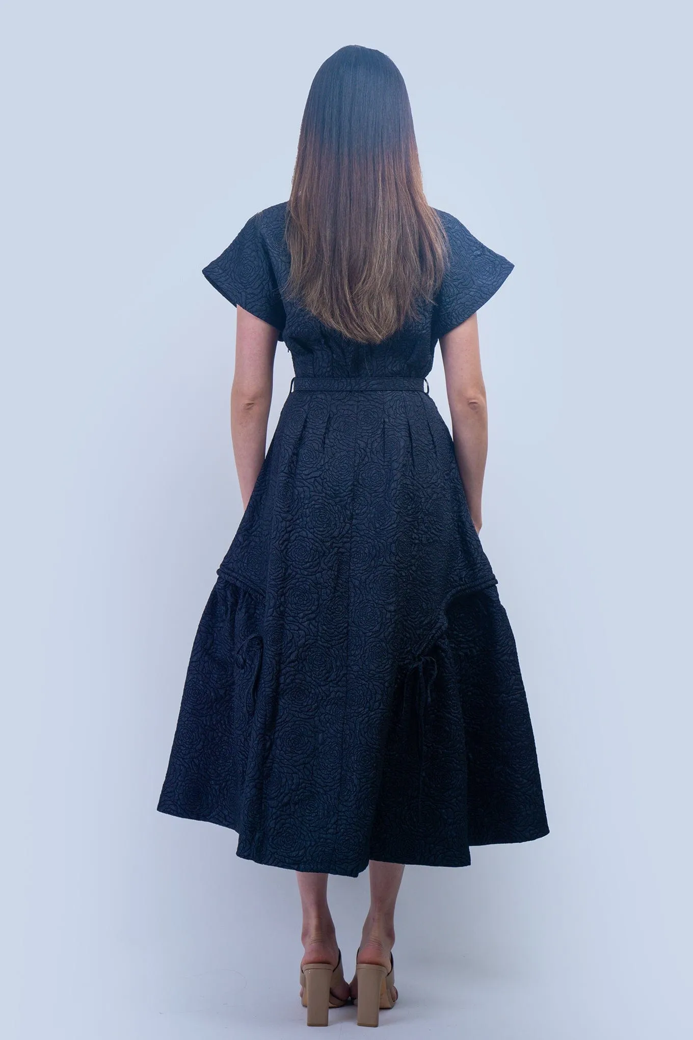 Navy Crinkle Cool Lux Dress