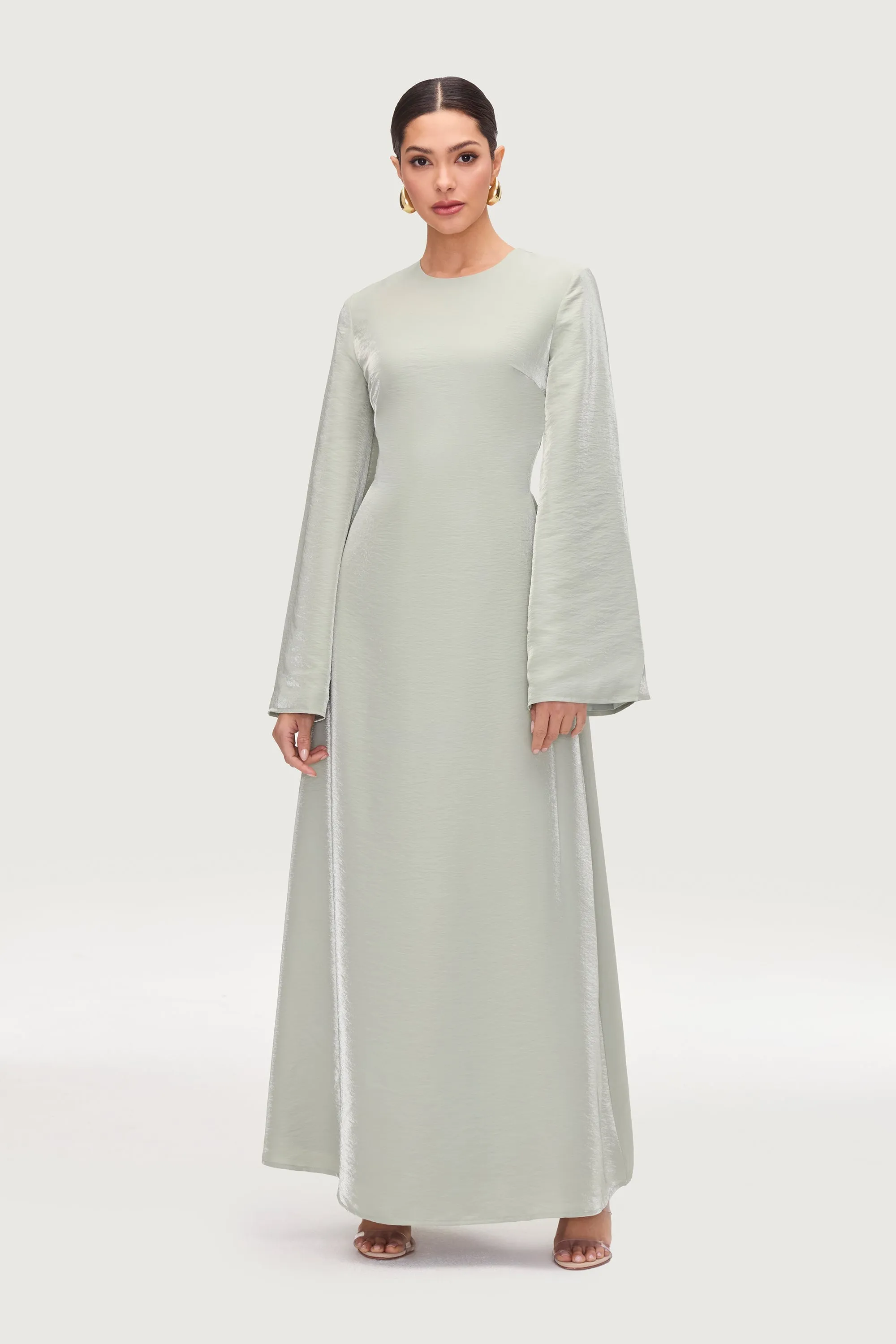 Nourhan Lace Up Back Maxi Dress - Pistachio