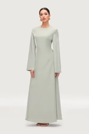 Nourhan Lace Up Back Maxi Dress - Pistachio