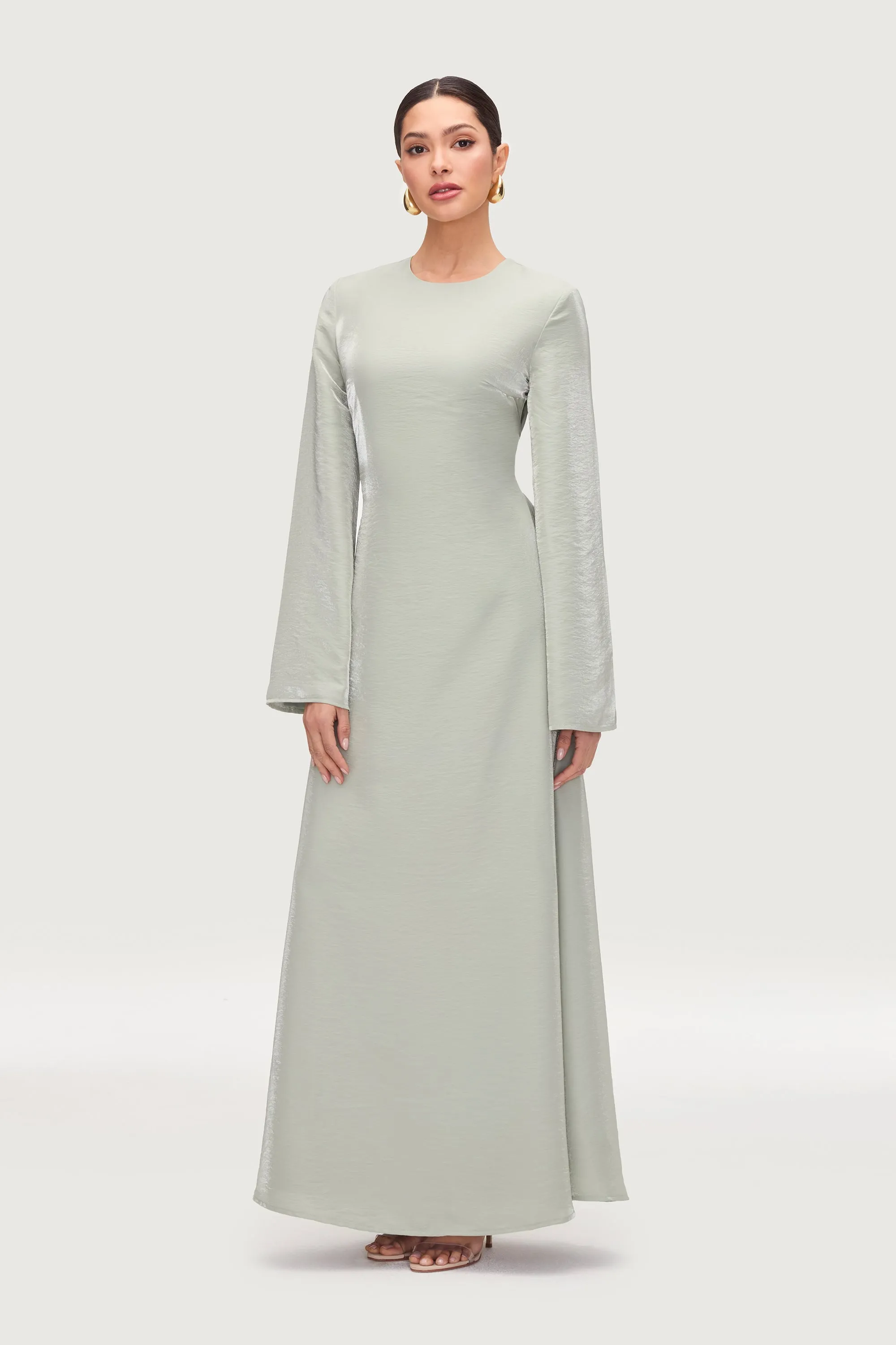 Nourhan Lace Up Back Maxi Dress - Pistachio