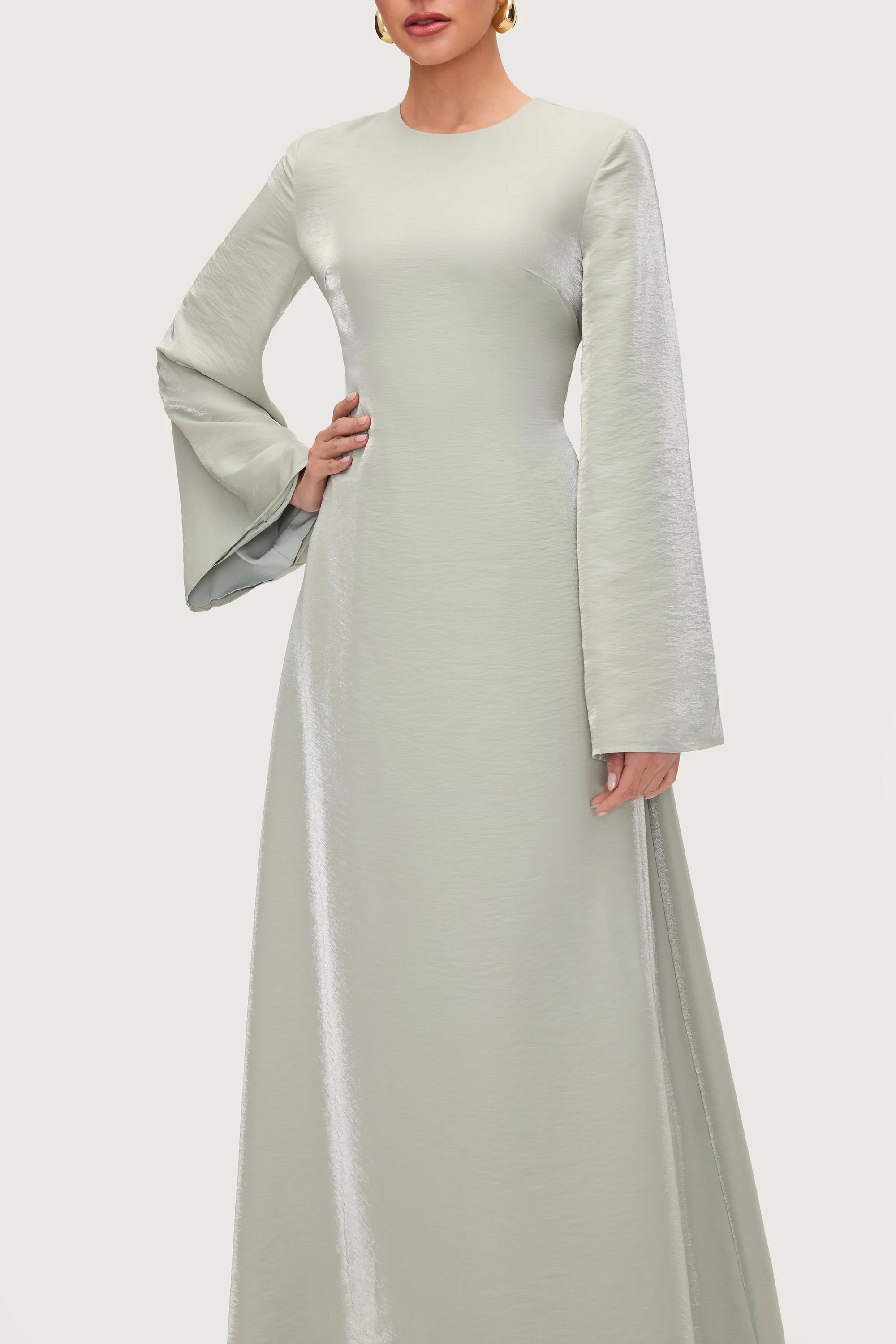 Nourhan Lace Up Back Maxi Dress - Pistachio