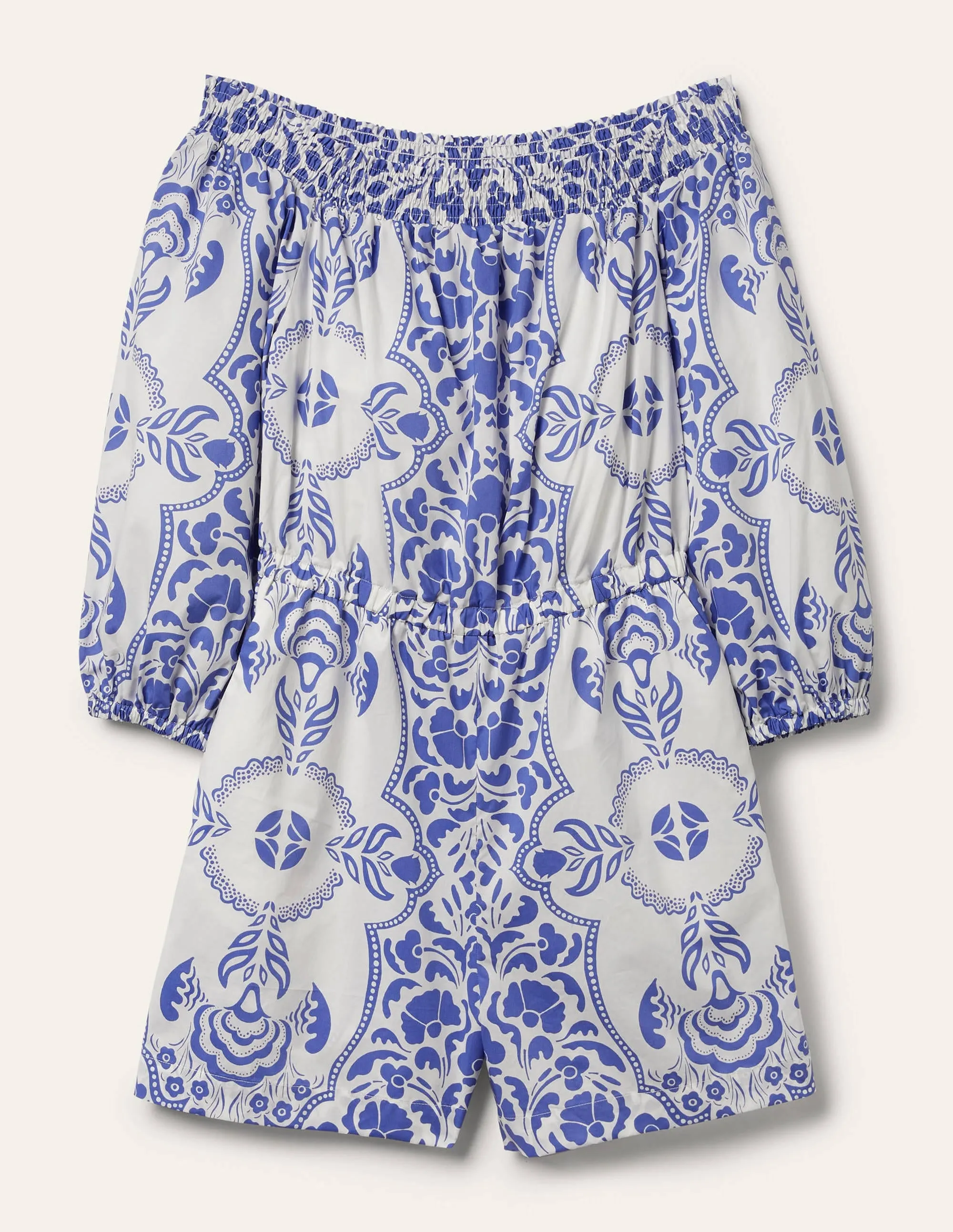 Off Shoulder Playsuit-Bluebell. Passion Bloom