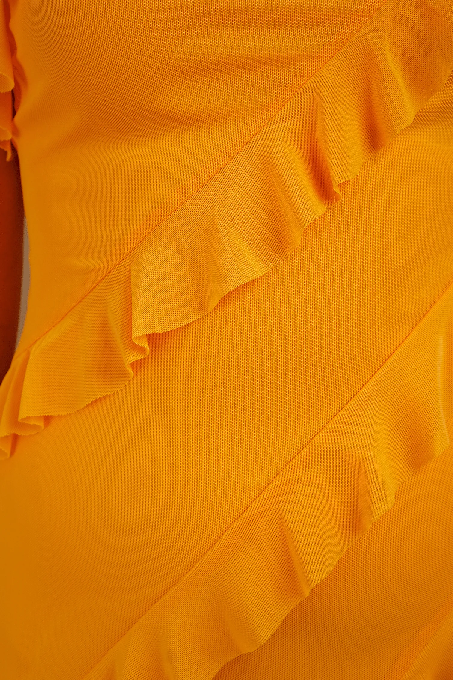 Orange Ruffle Detail Mini Tube Dress