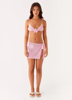 Palazzo Crochet Wrap Skirt - Pink