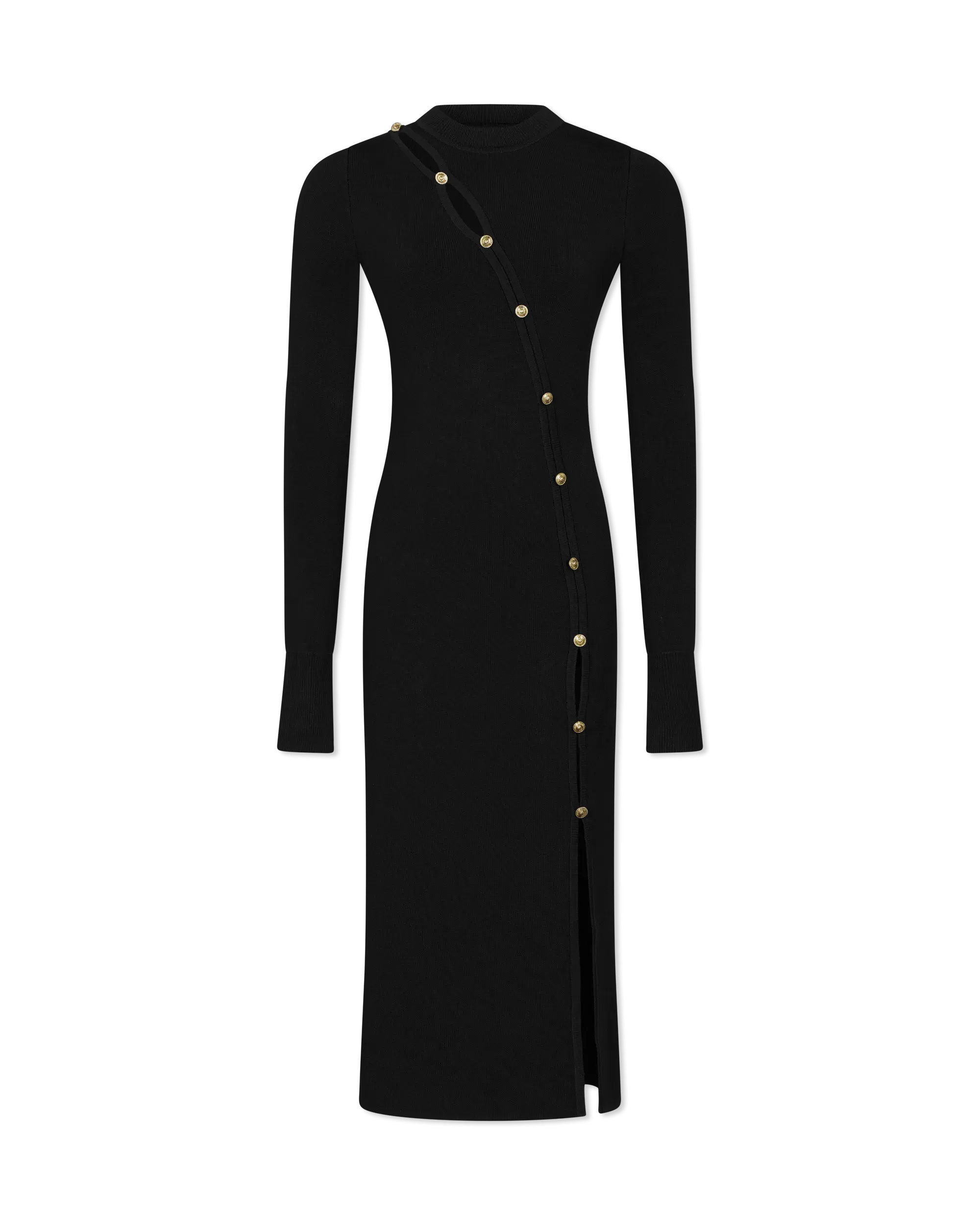 Peek-A-Boo Button Detail Knit Dress