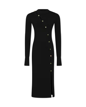 Peek-A-Boo Button Detail Knit Dress