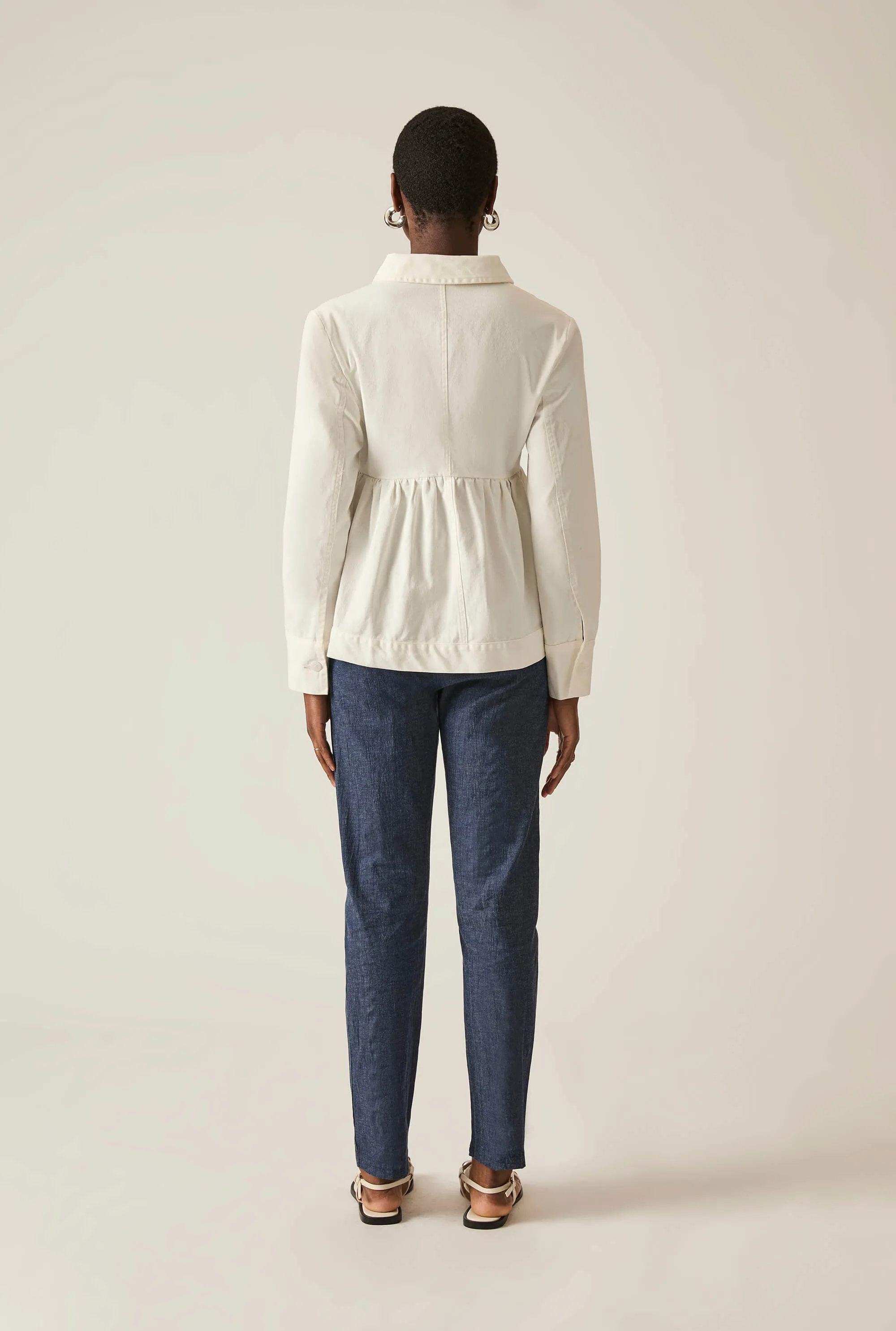 Peplum White Denim Jacket