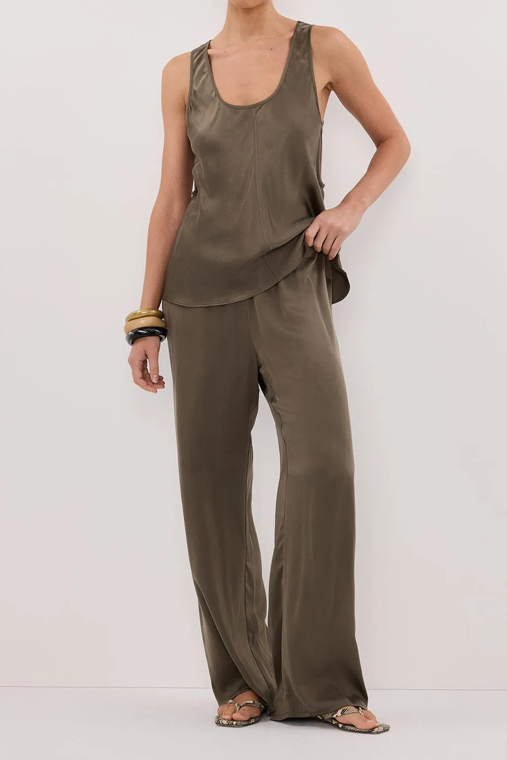 PERCY OLIVE SILK PANT