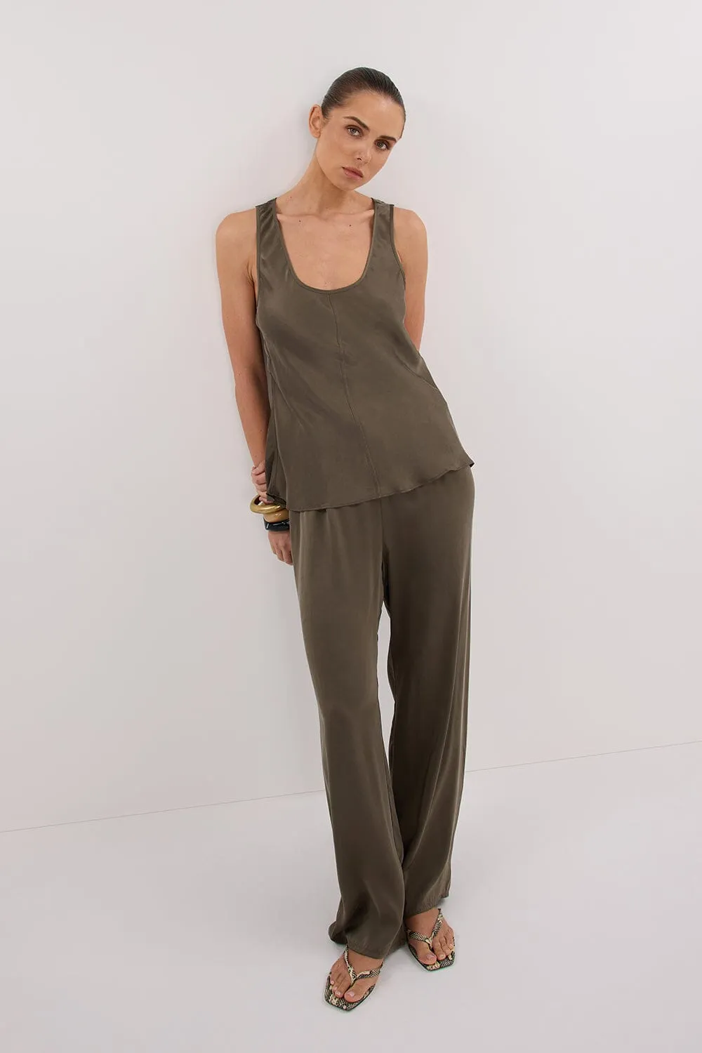 PERCY OLIVE SILK PANT