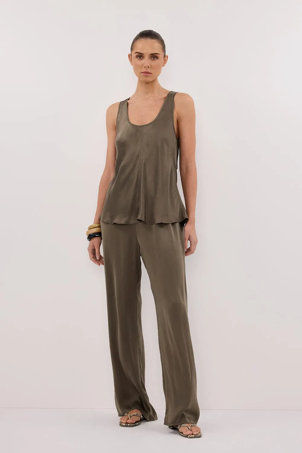 PERCY OLIVE SILK PANT