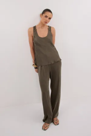 PERCY OLIVE SILK PANT