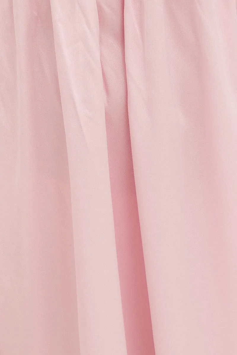 Pink Nightie Sleeveless Scoop Necksatin Slip Dress
