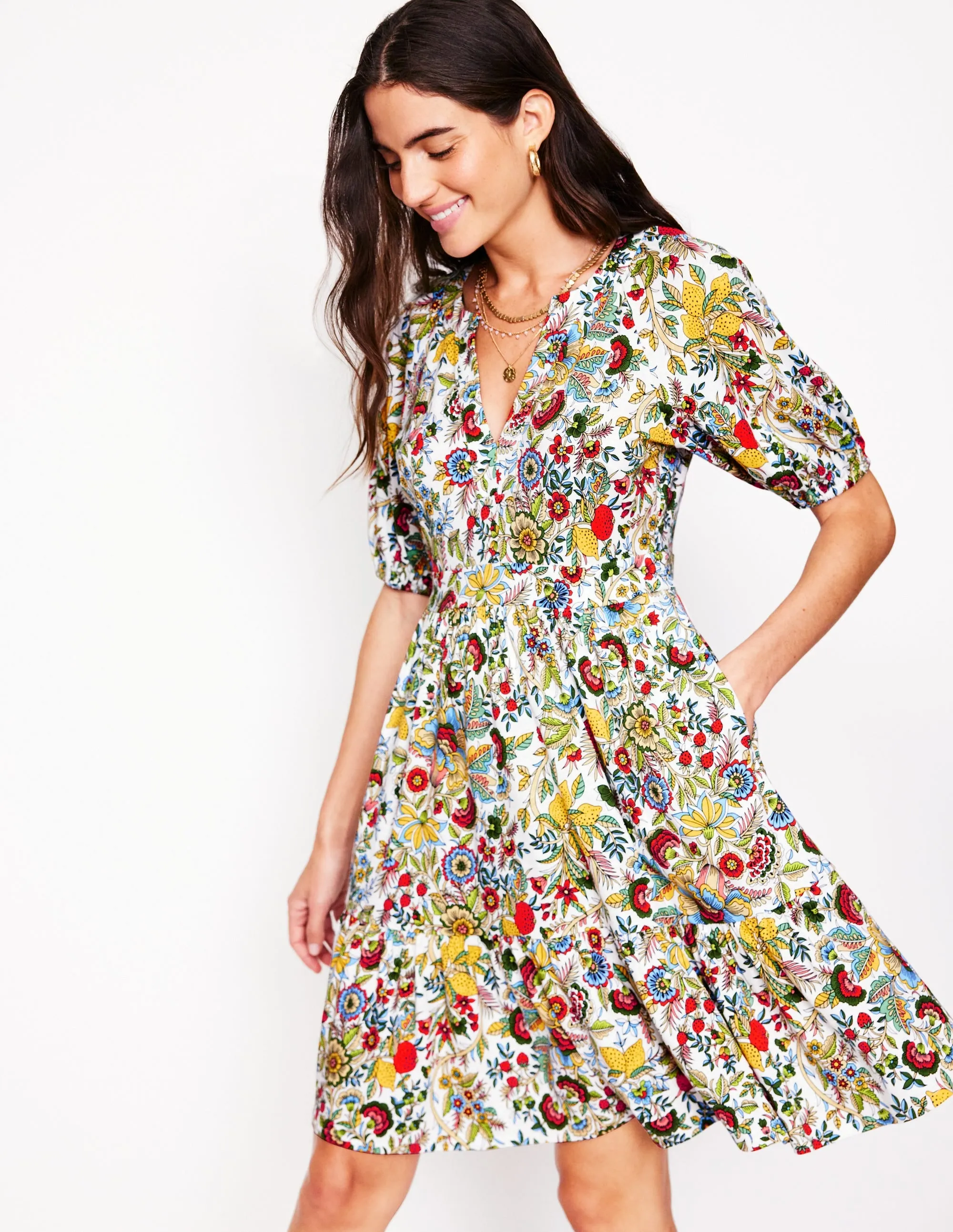 Piper Short Jersey Dress-Multi. Citrus Vine