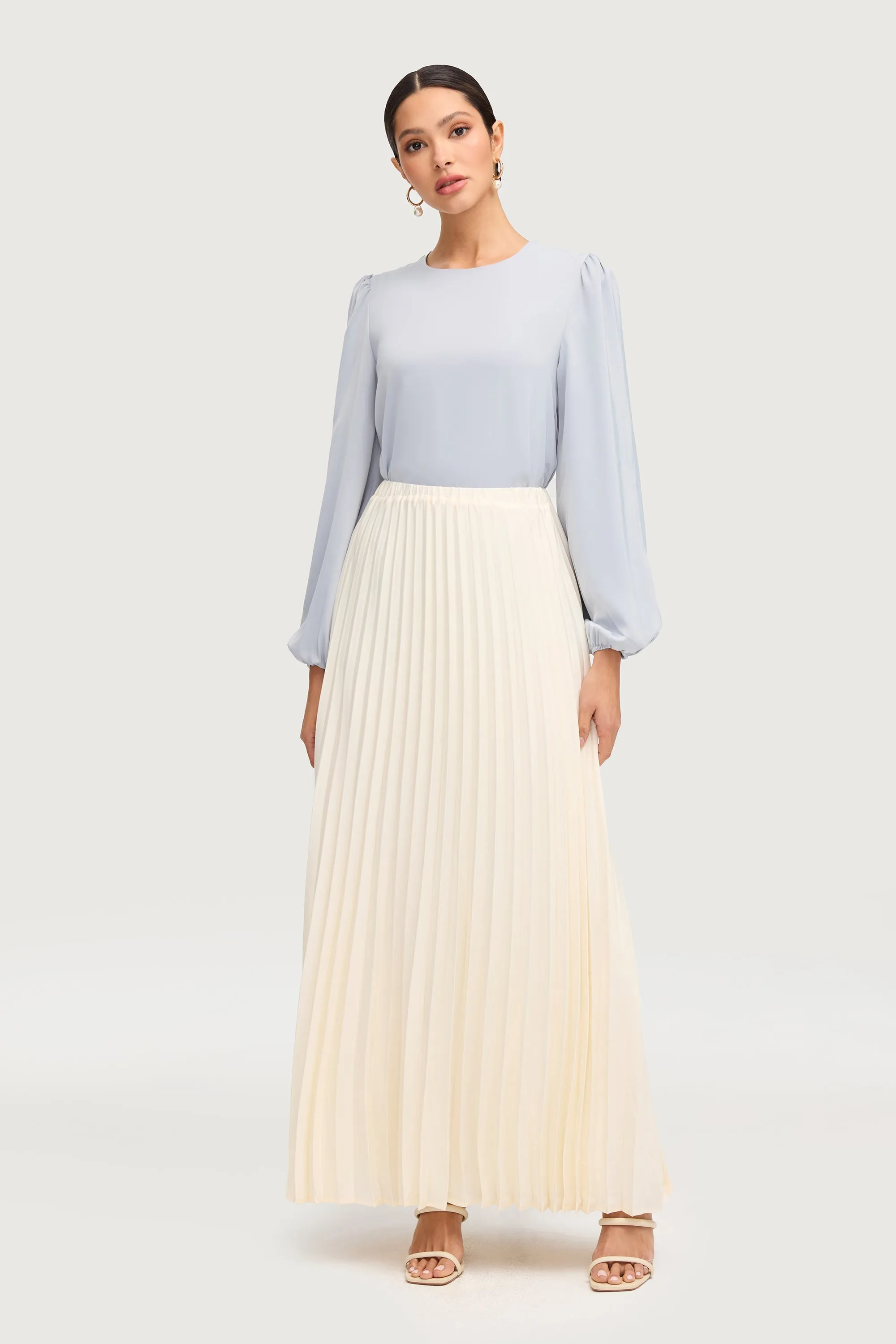 Pleated Maxi Skirt - Moonbeam
