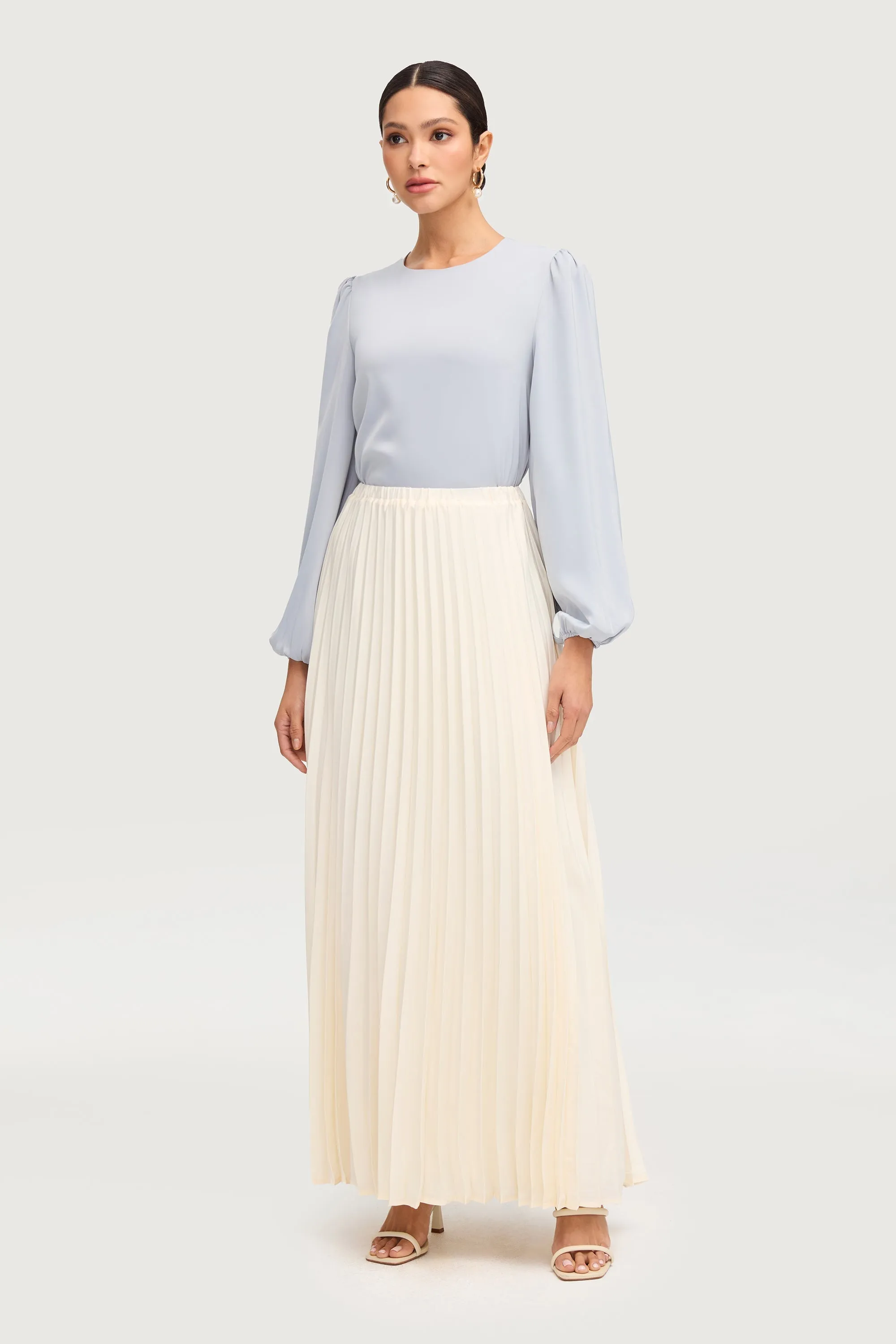Pleated Maxi Skirt - Moonbeam
