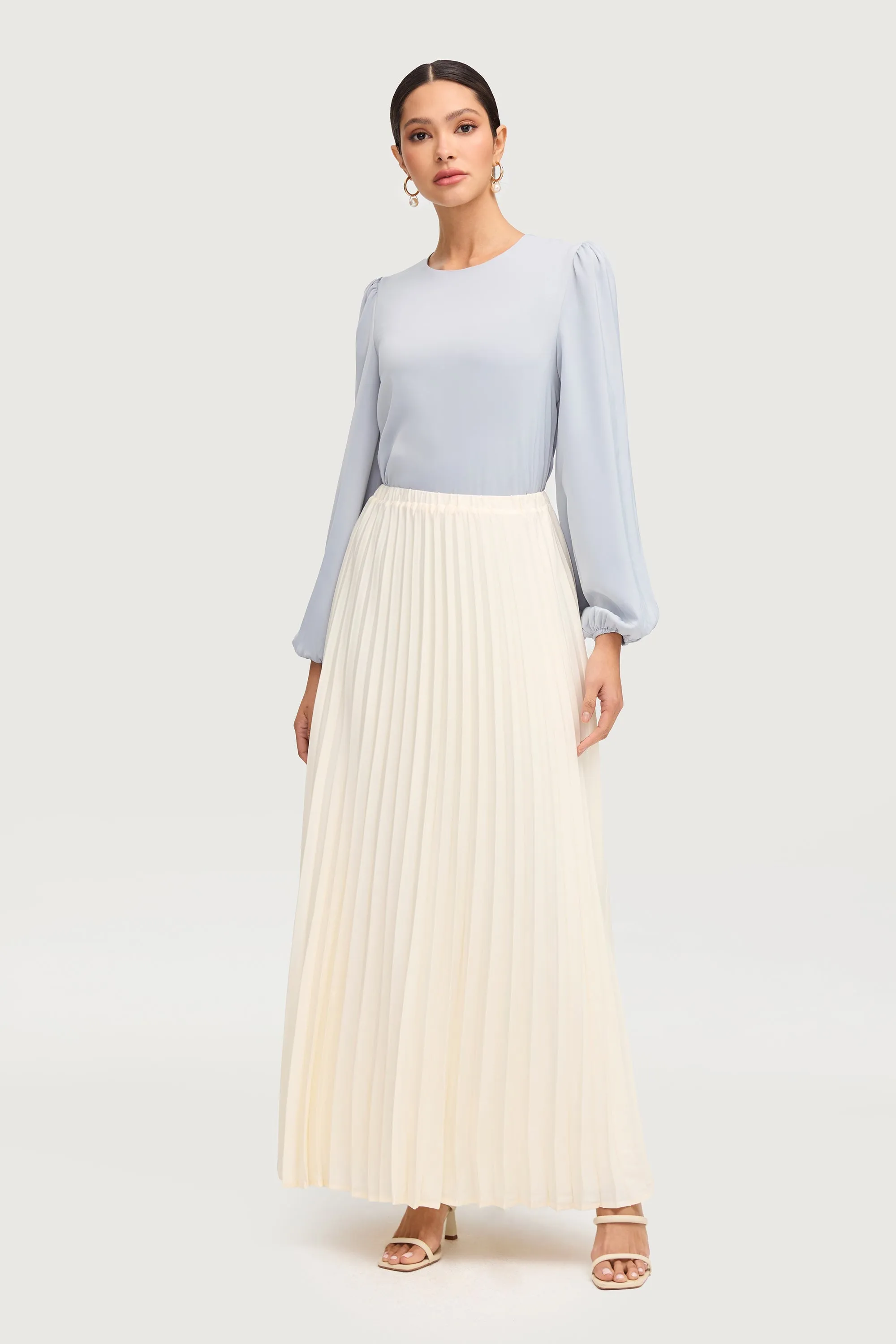 Pleated Maxi Skirt - Moonbeam