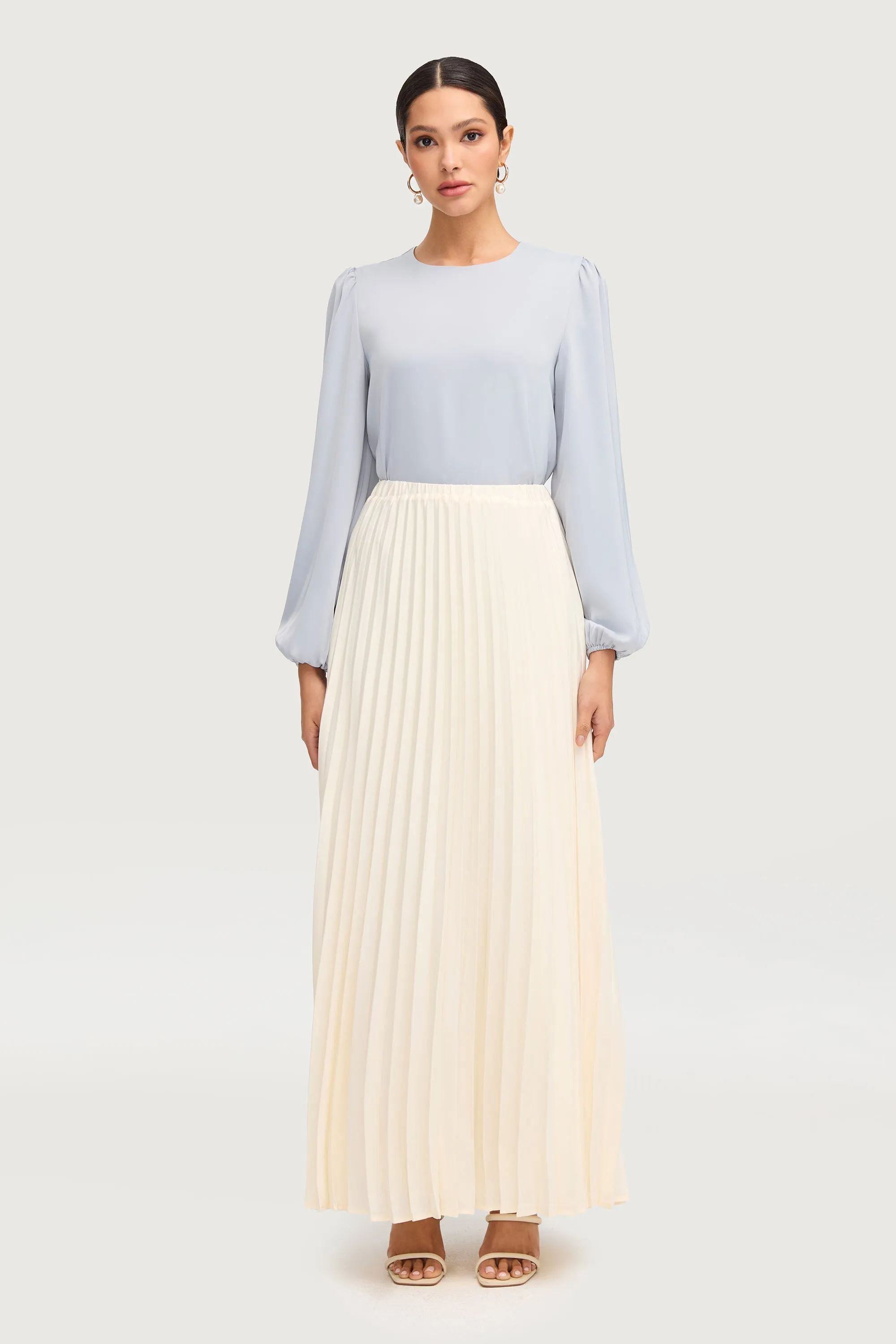 Pleated Maxi Skirt - Moonbeam