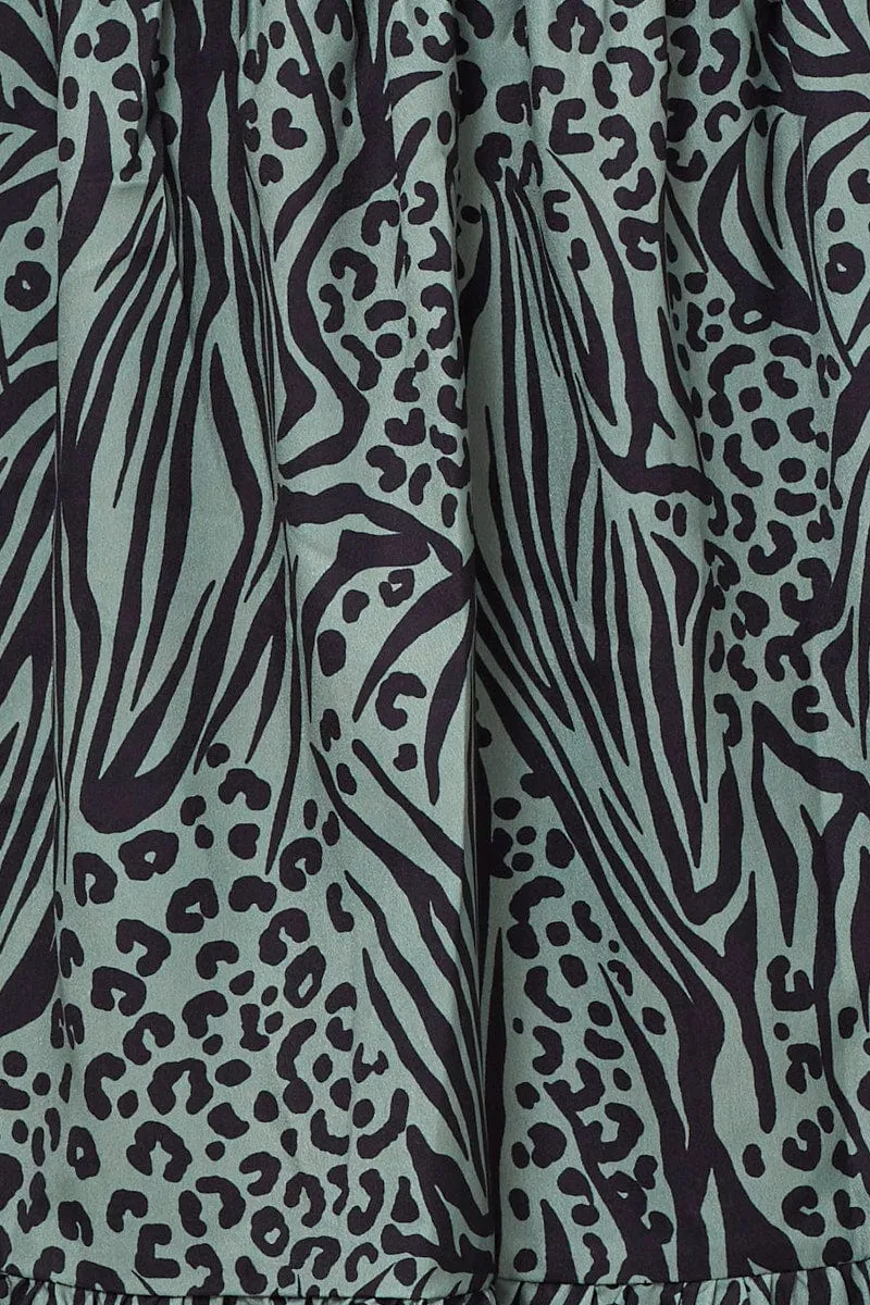 Print Mini Dress Short Sleeve Round Neck