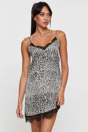 Print Satin Nightie Sleeveless