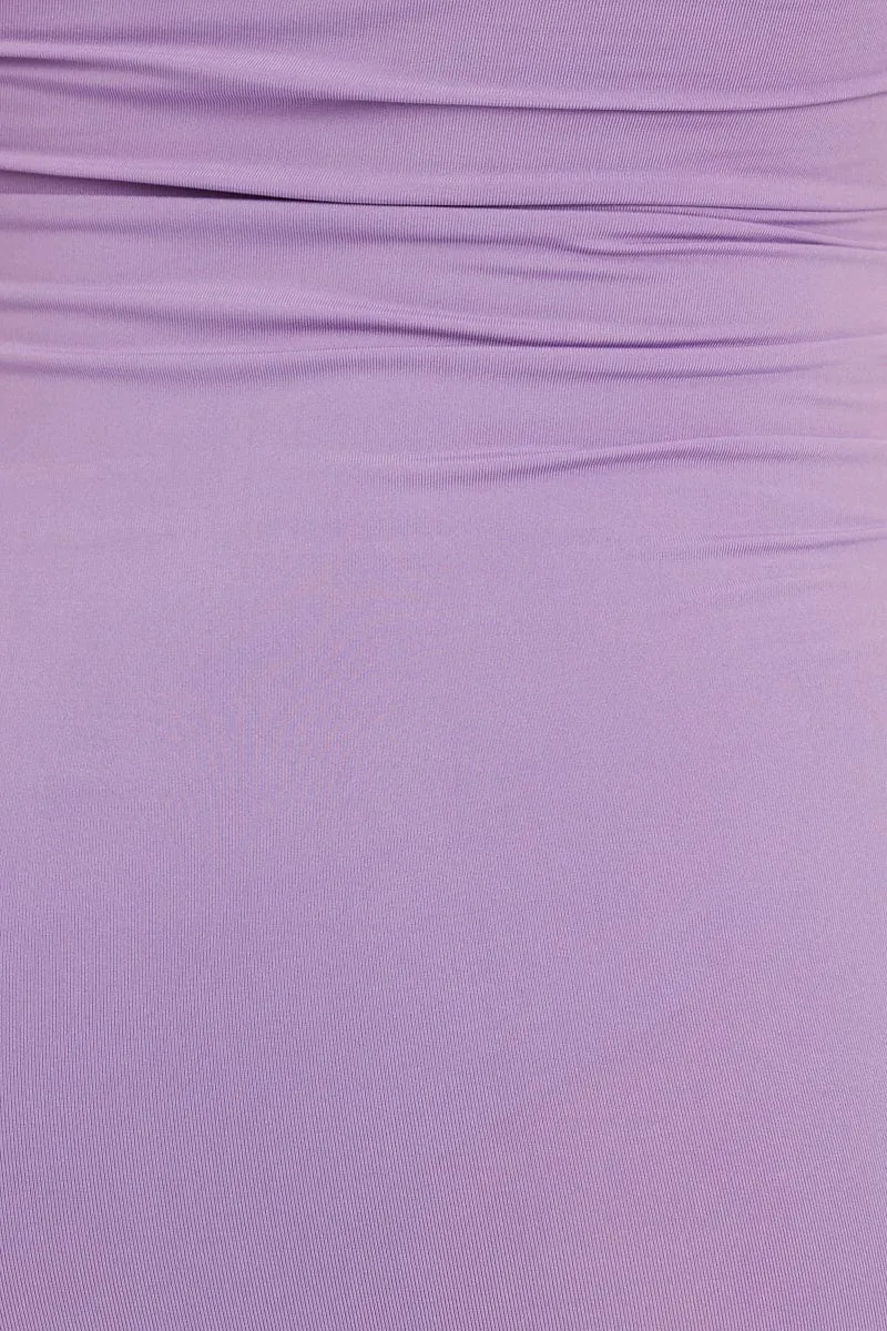 Purple Drawstring Ruched Bodycon Dress