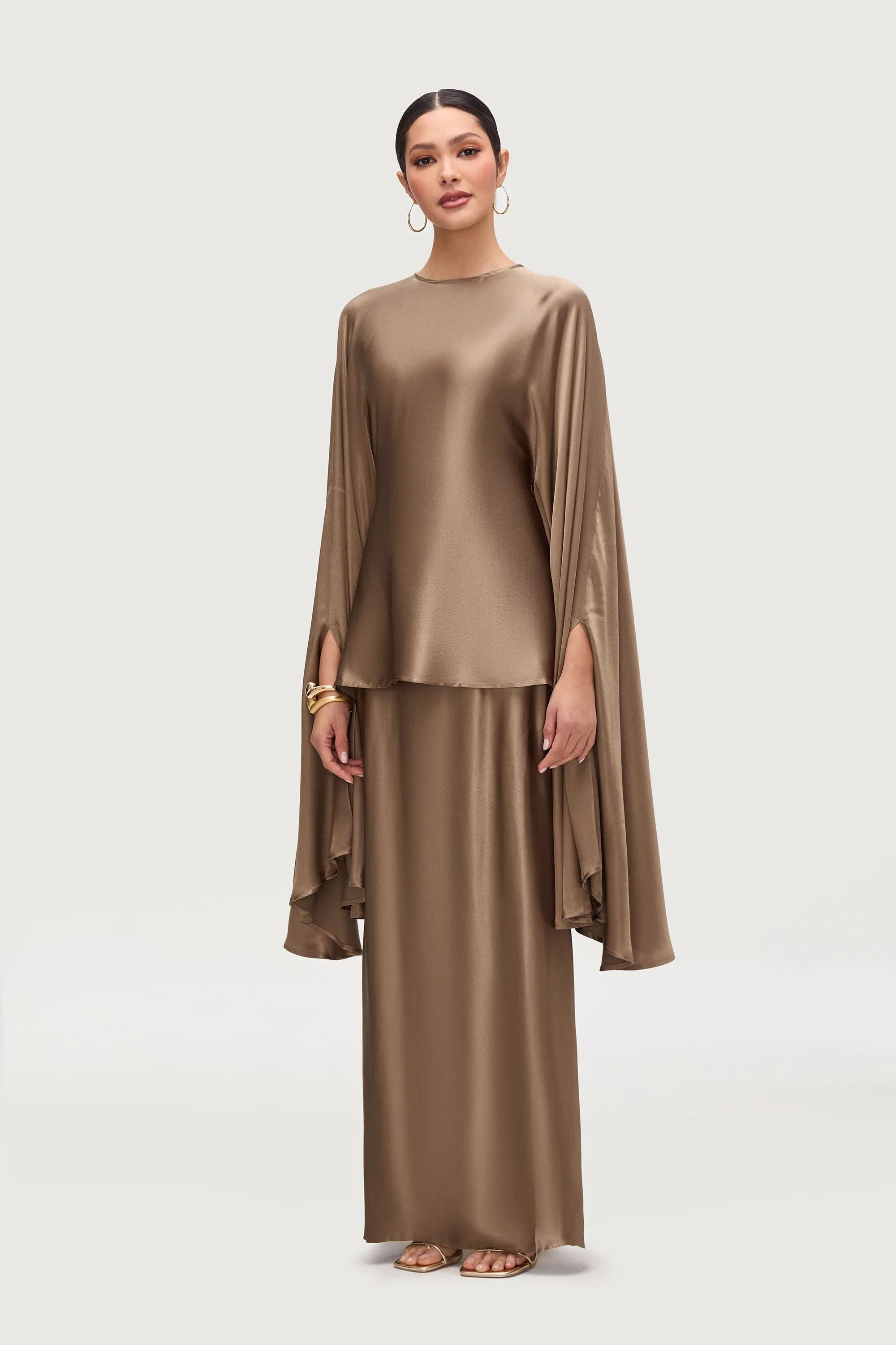 Razan Silk Maxi Skirt - Desert Palm