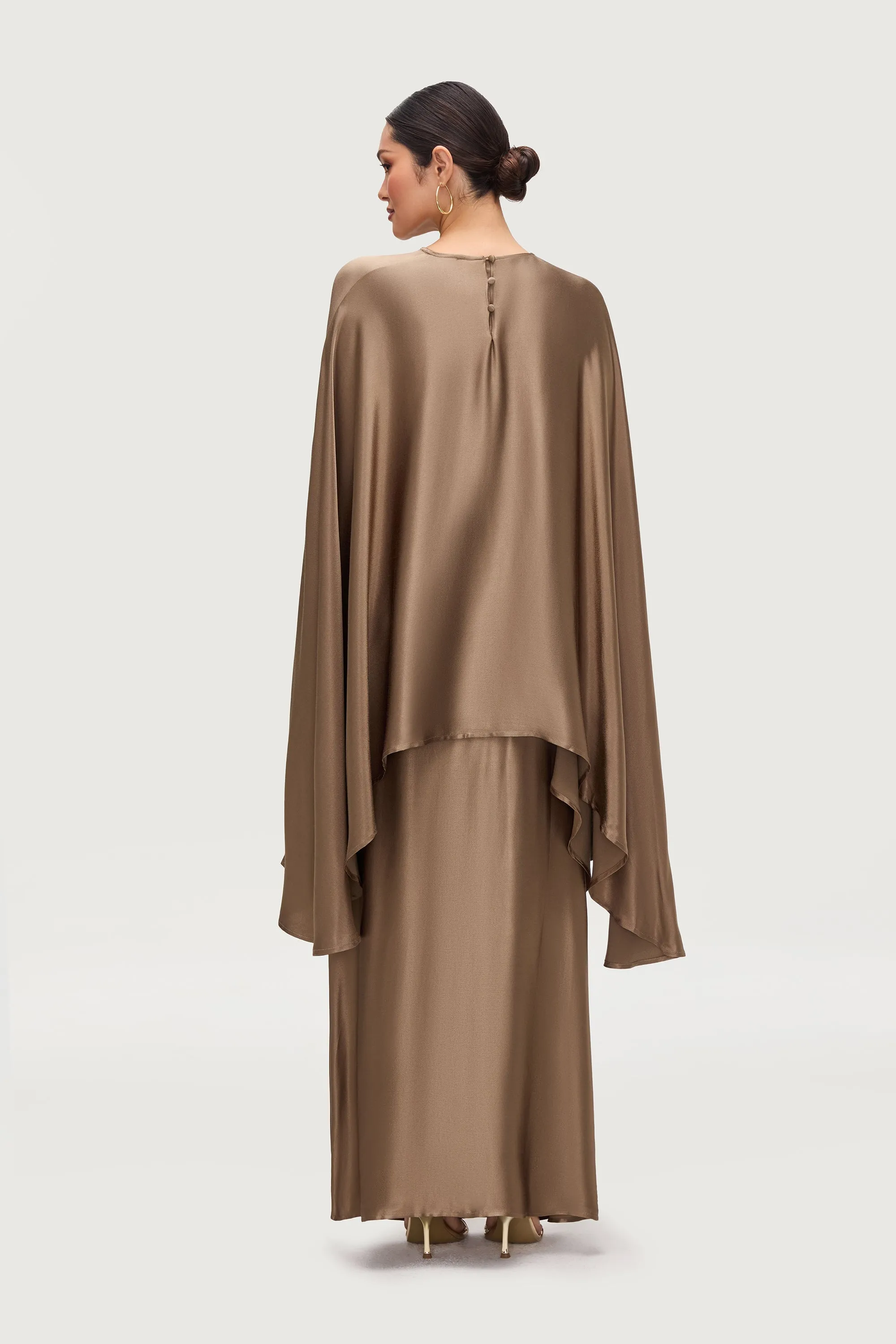 Razan Silk Maxi Skirt - Desert Palm