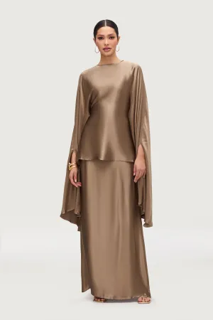 Razan Silk Maxi Skirt - Desert Palm