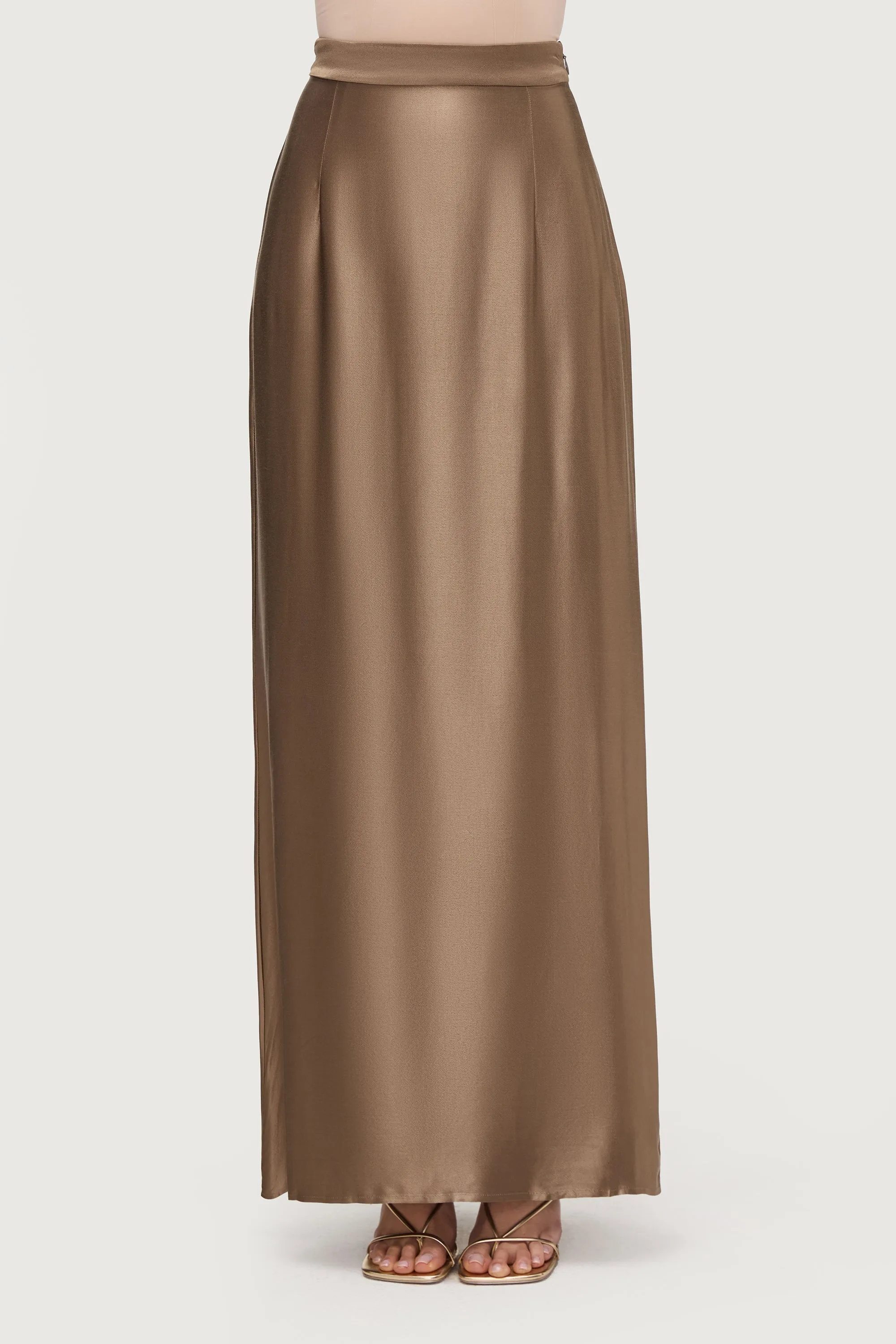 Razan Silk Maxi Skirt - Desert Palm