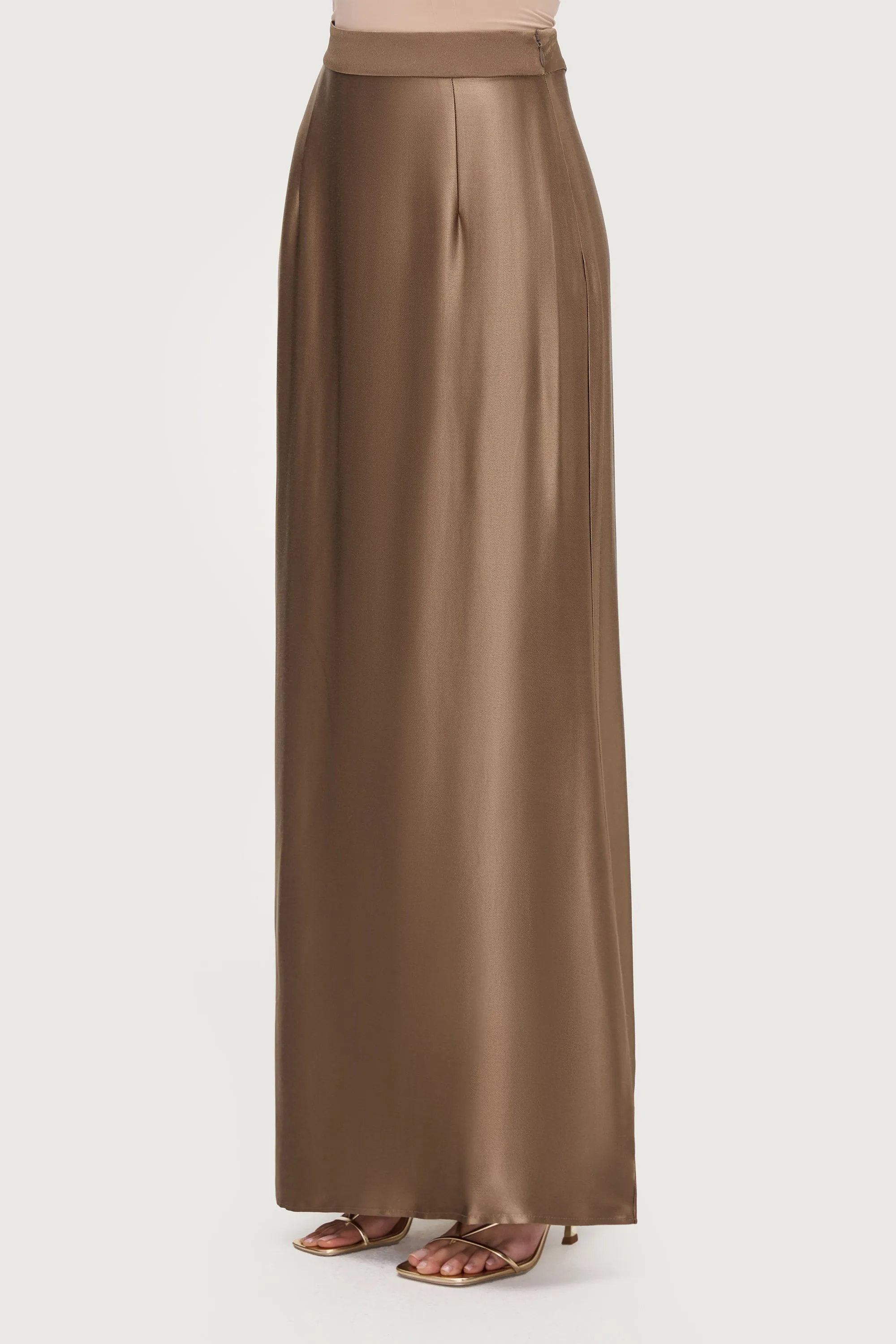 Razan Silk Maxi Skirt - Desert Palm