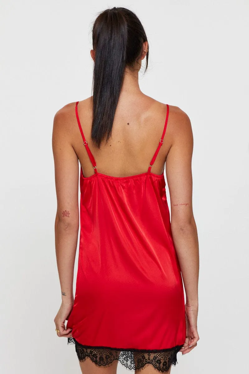 Red Satin Nightie Sleeveless