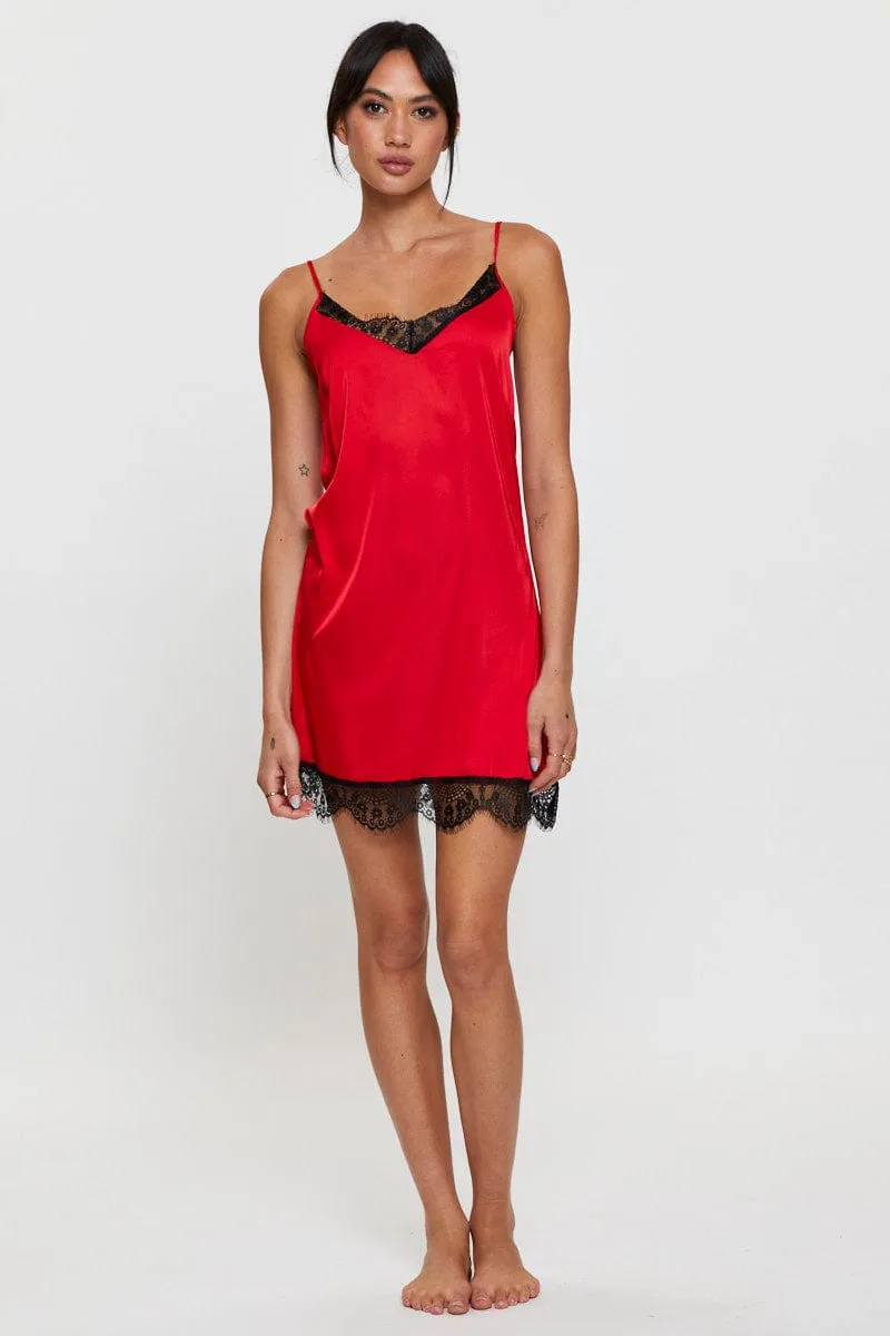 Red Satin Nightie Sleeveless