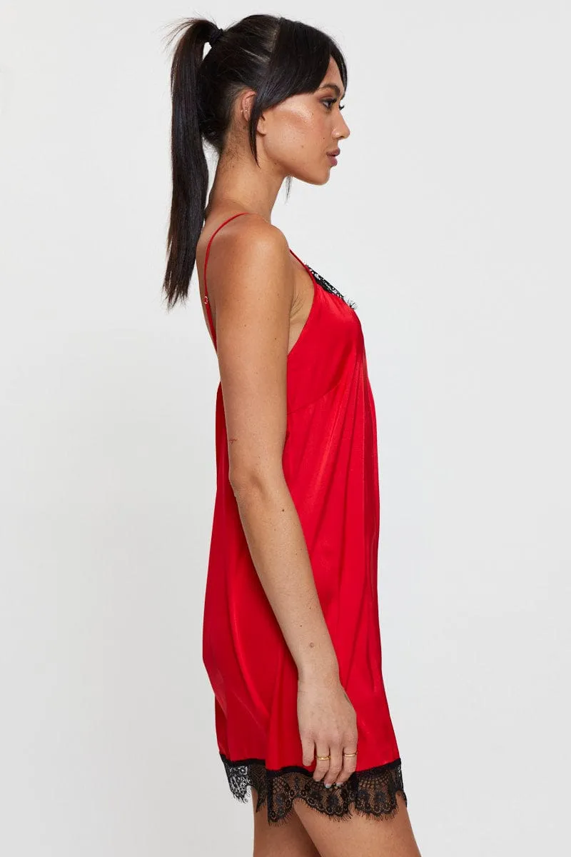 Red Satin Nightie Sleeveless