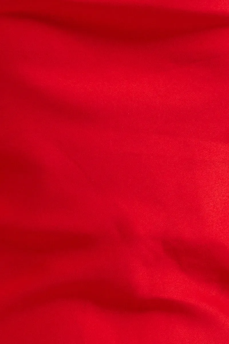 Red Slip Dress Mini Sleeveless Cowl Satin