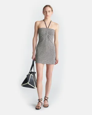 Rois - Loopback Cotton Mini Dress - Black/Creme Mouline