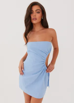 Rosella Linen Mini Dress - Blue