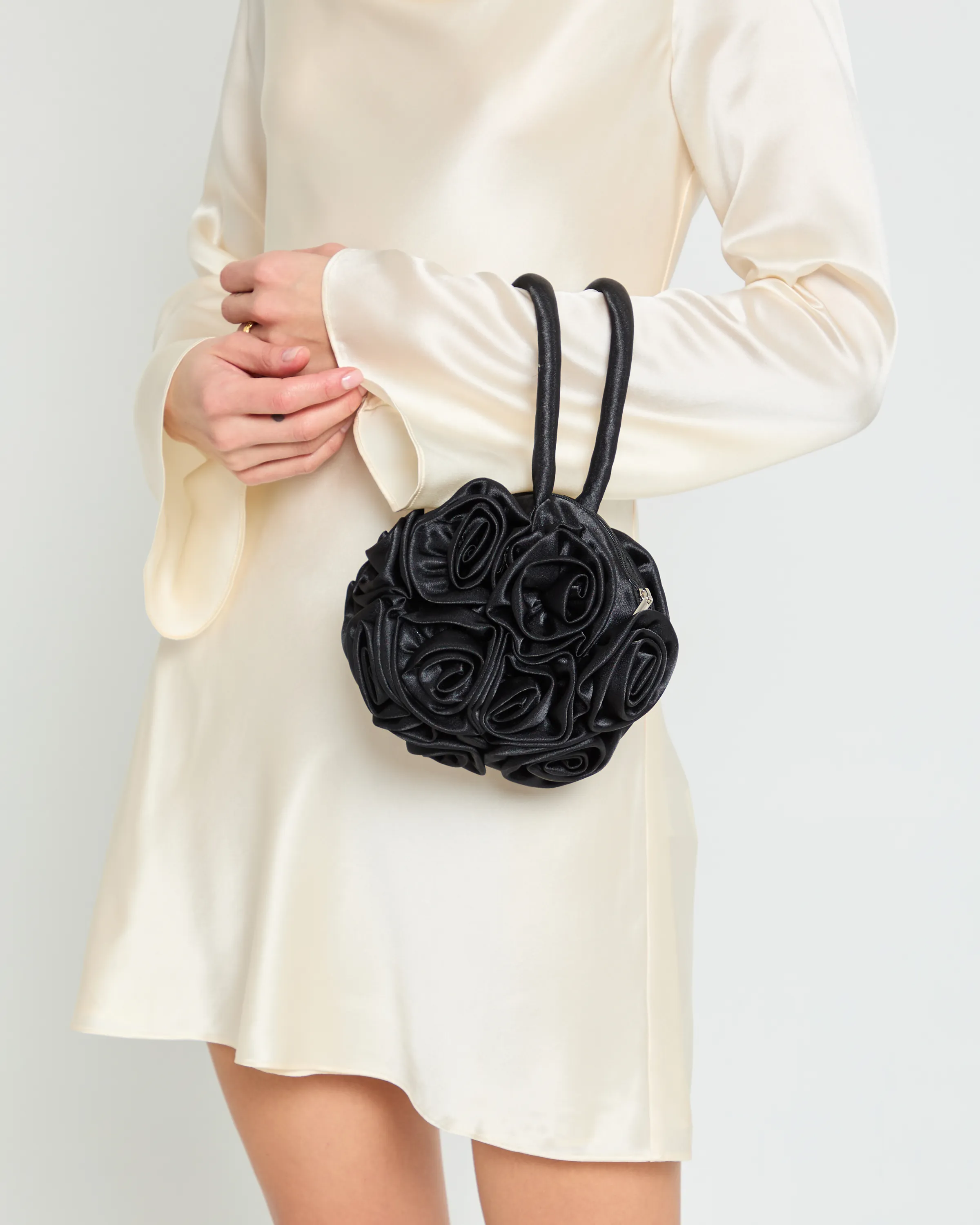 Rosette Satin Clutch