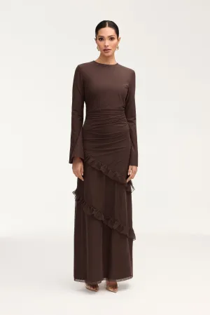 Sabrina Waterfall Maxi Dress - Espresso
