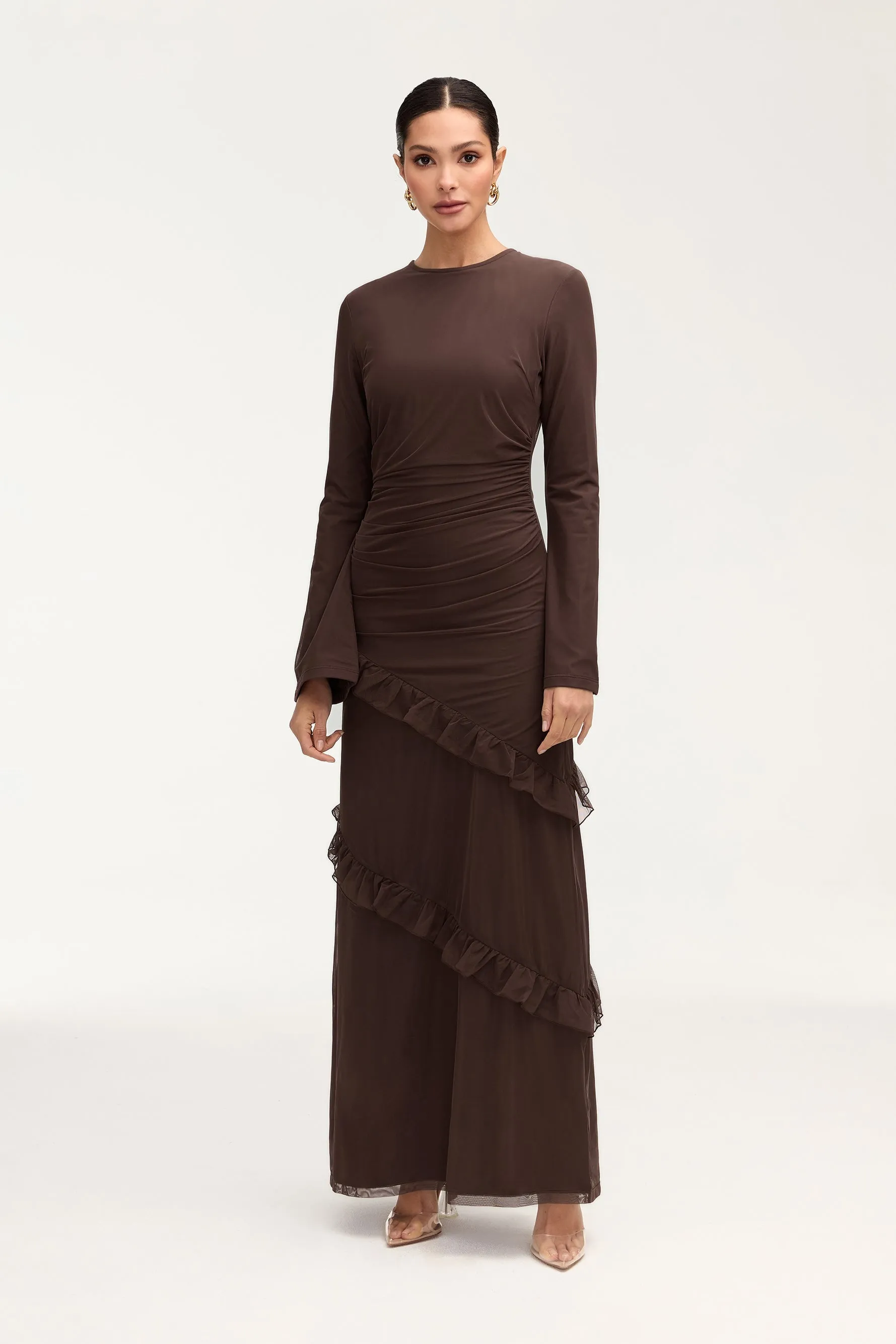 Sabrina Waterfall Maxi Dress - Espresso