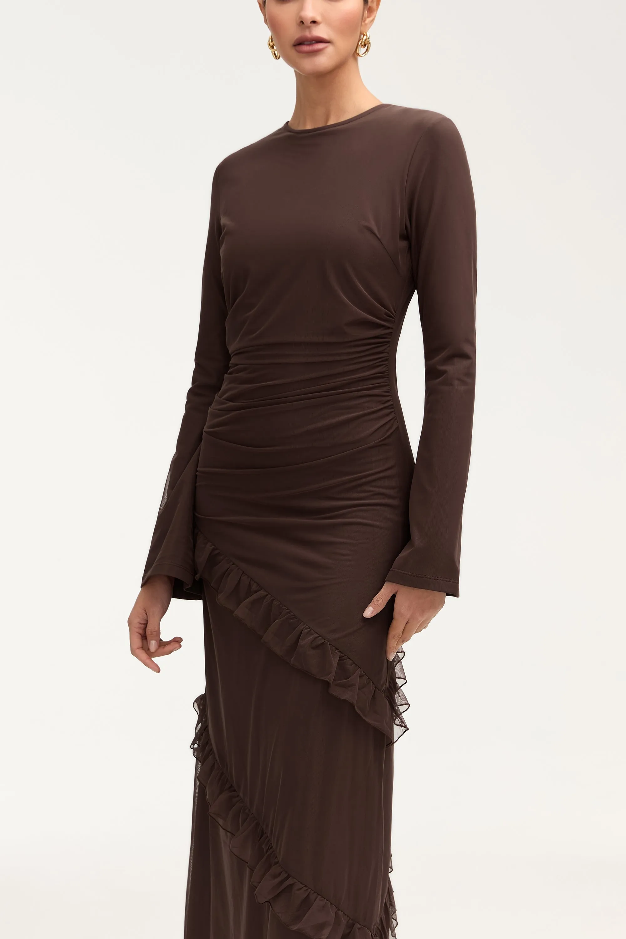 Sabrina Waterfall Maxi Dress - Espresso