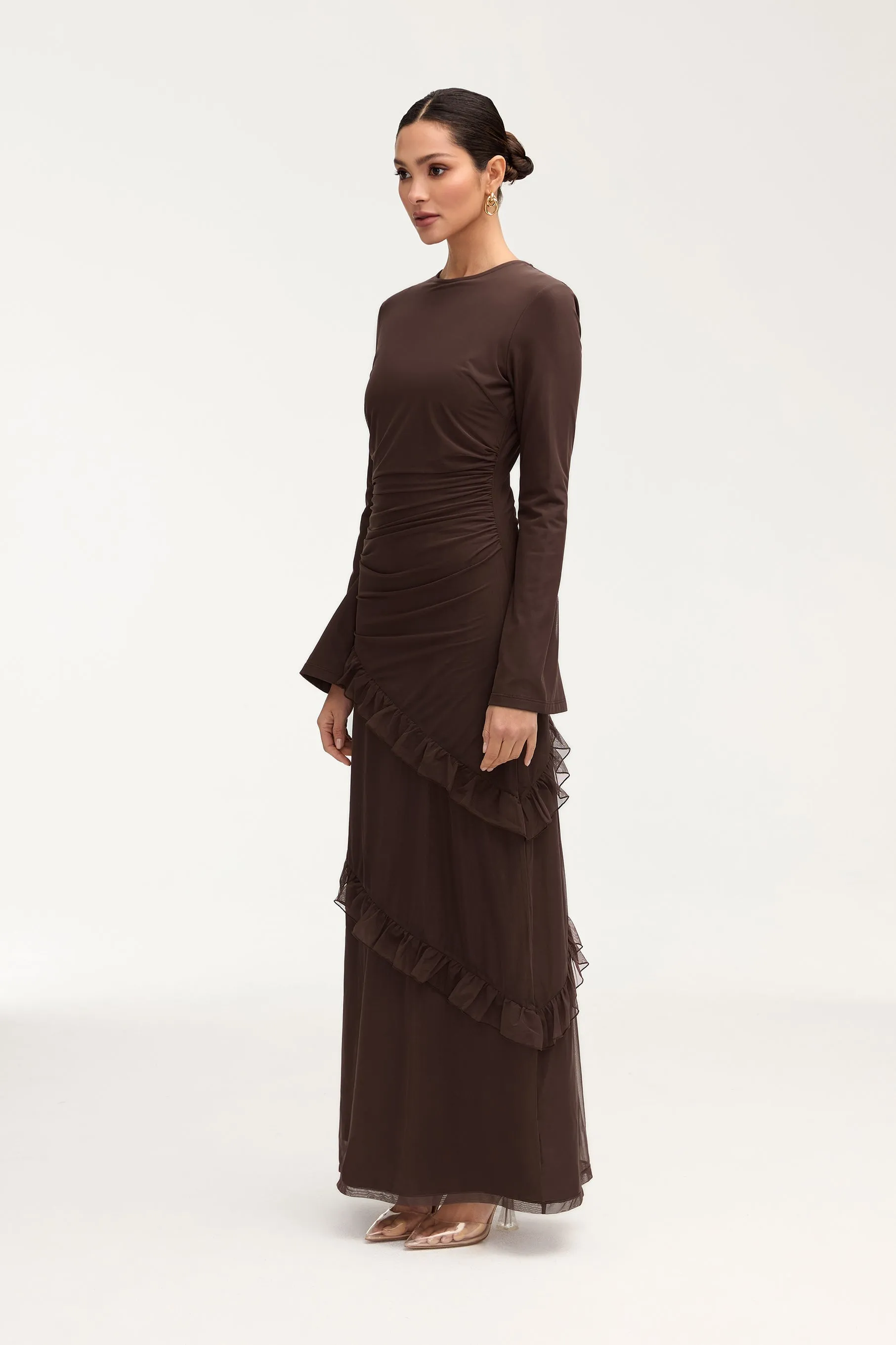 Sabrina Waterfall Maxi Dress - Espresso