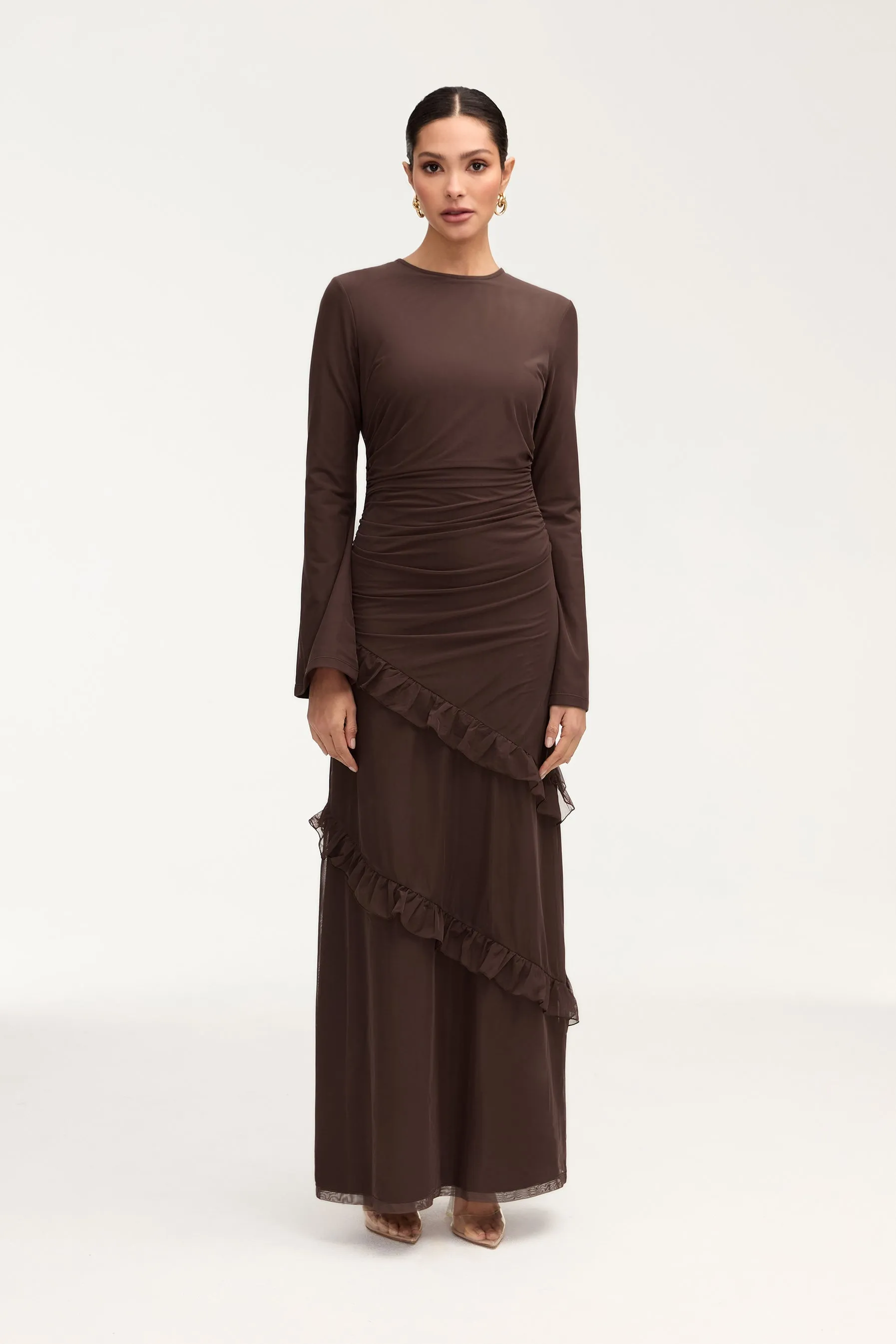 Sabrina Waterfall Maxi Dress - Espresso