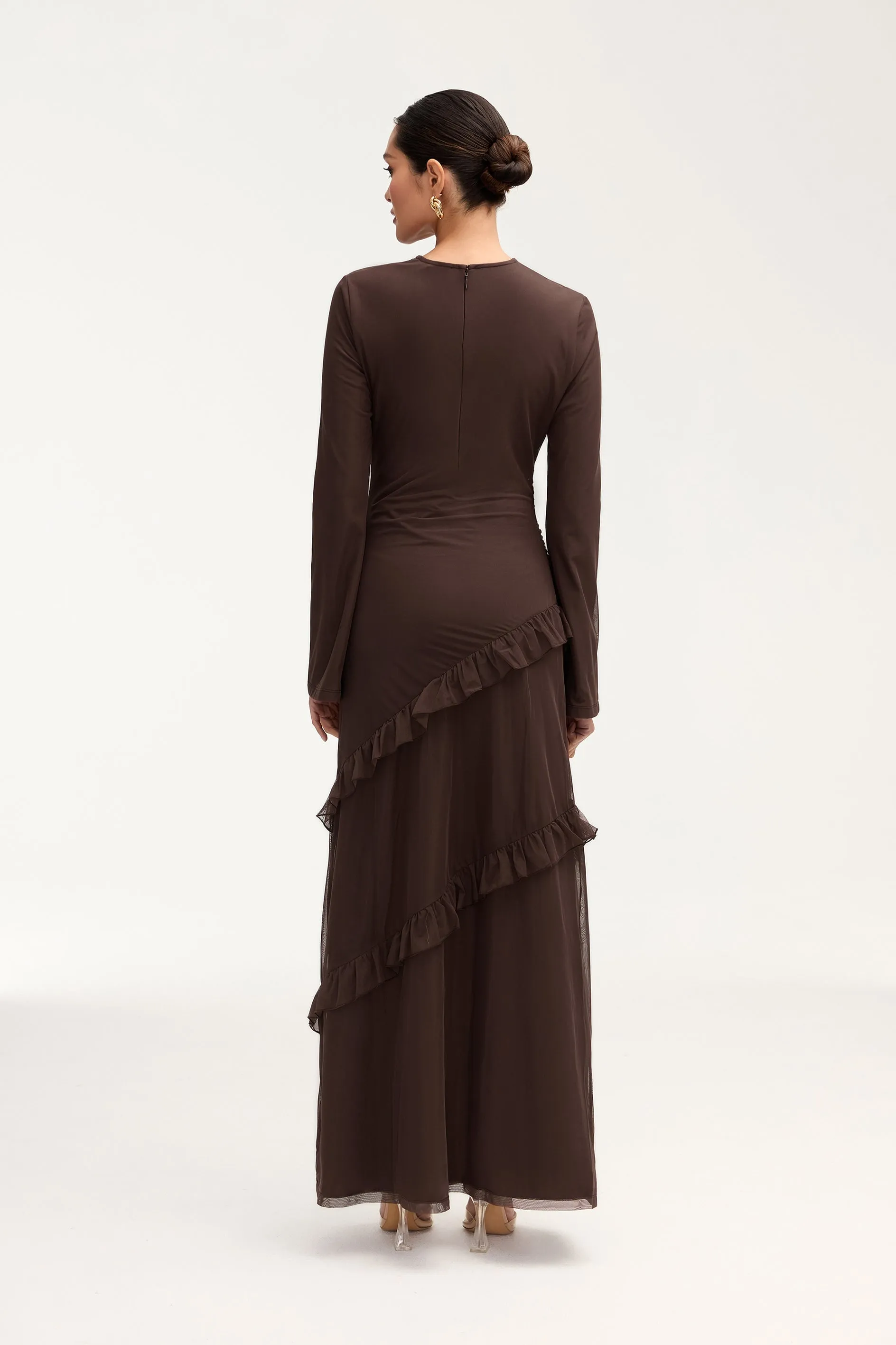 Sabrina Waterfall Maxi Dress - Espresso