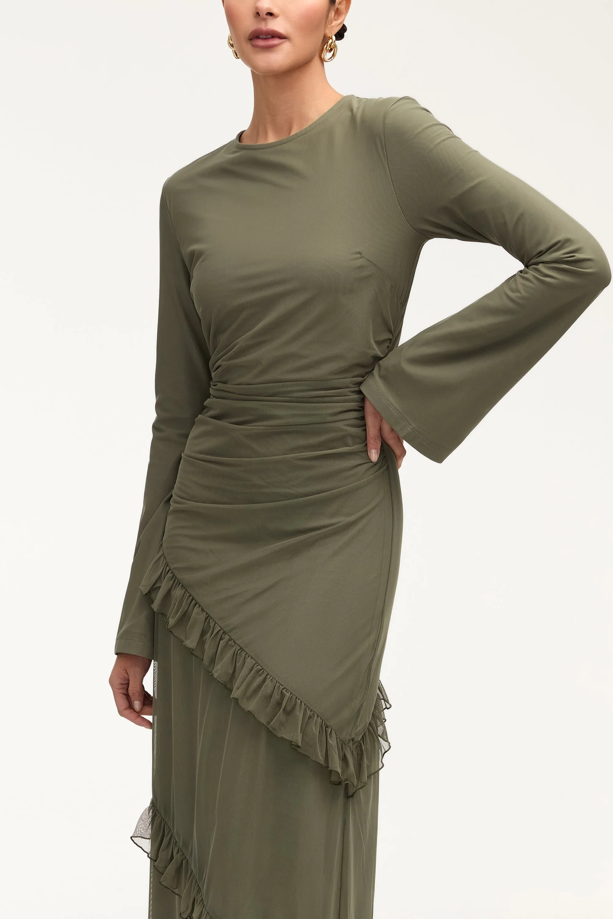 Sabrina Waterfall Maxi Dress - Smokey Olive