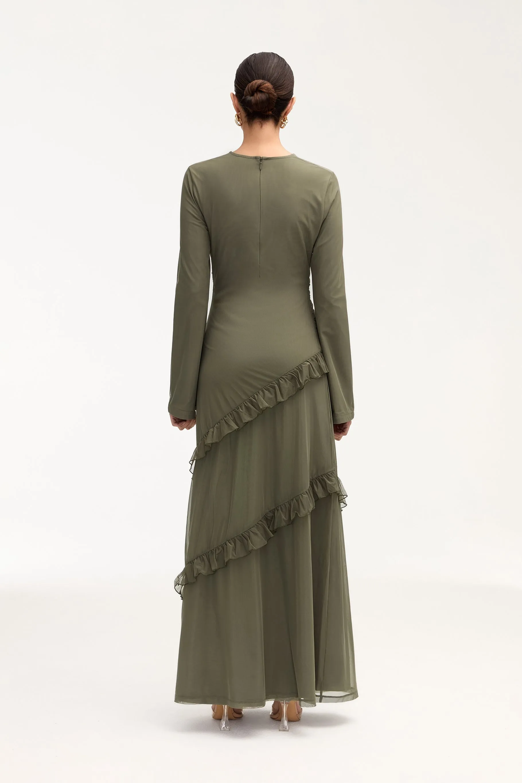 Sabrina Waterfall Maxi Dress - Smokey Olive