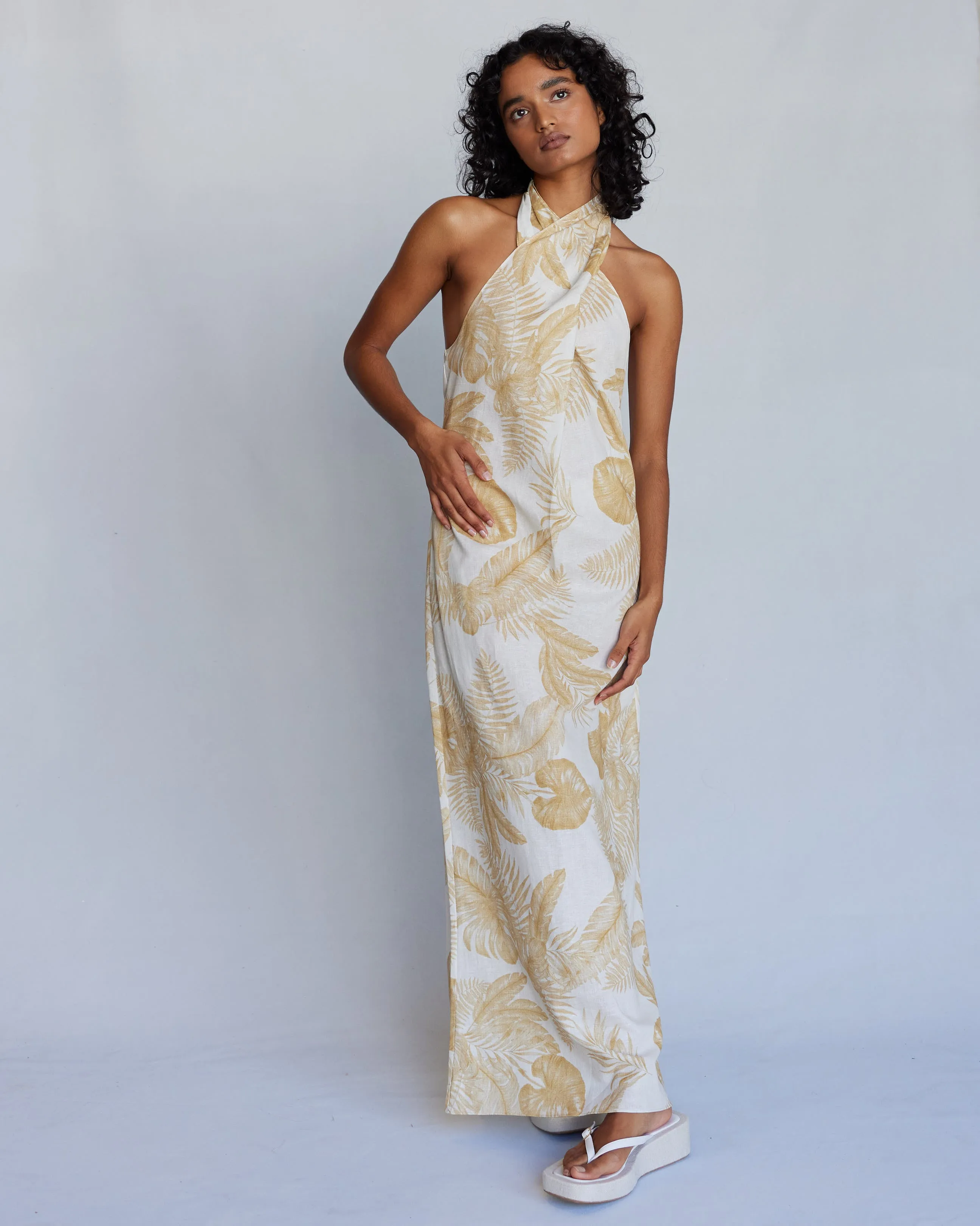 Samara Linen Halter Maxi Dress
