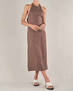 Santa Cruz Linen Halterneck Dress - Chocolate