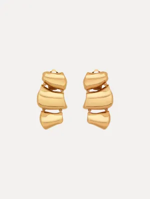 Sculpted Metal Drop Clip-On Earrings