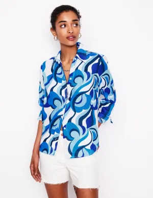 Sienna Linen Shirt-Multi Abstarct Swirl